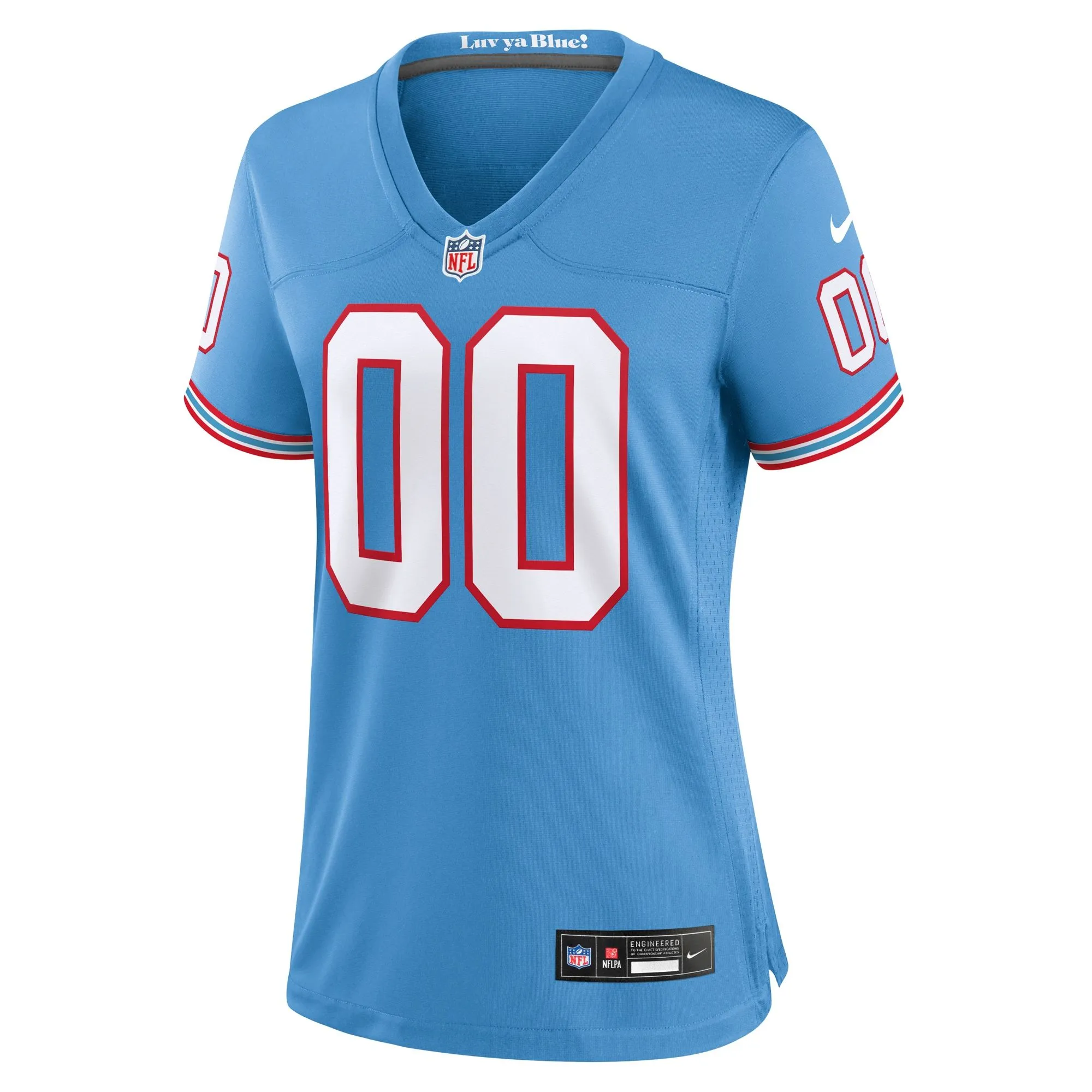 Tennessee Titans  Women's Oilers Throwback Custom Game Jersey - Light Blue