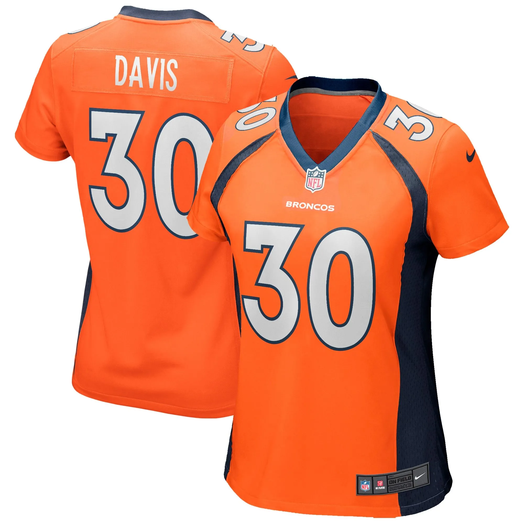 Terrell Davis Denver Broncos  Women's Game Retired Player Jersey - Orange