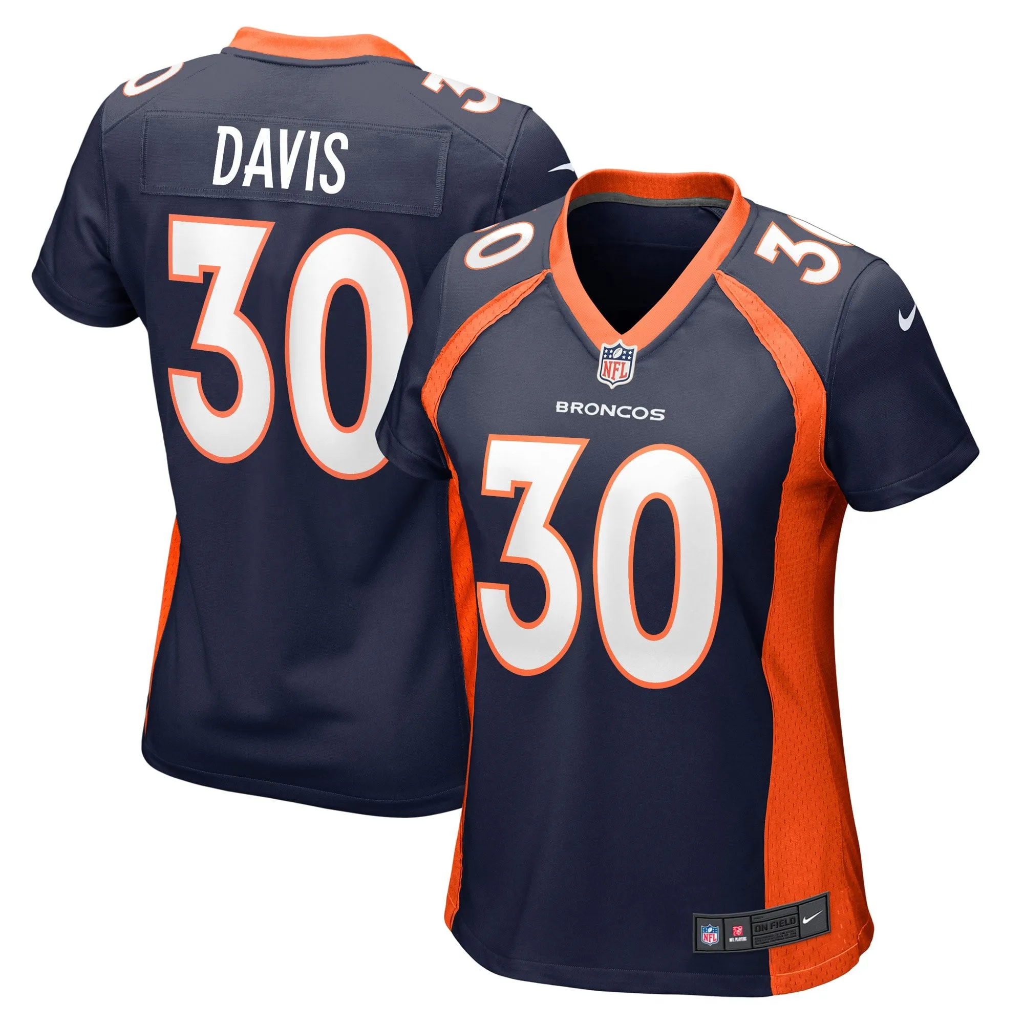 Terrell Davis Denver Broncos  Women's Retired Player Jersey - Navy