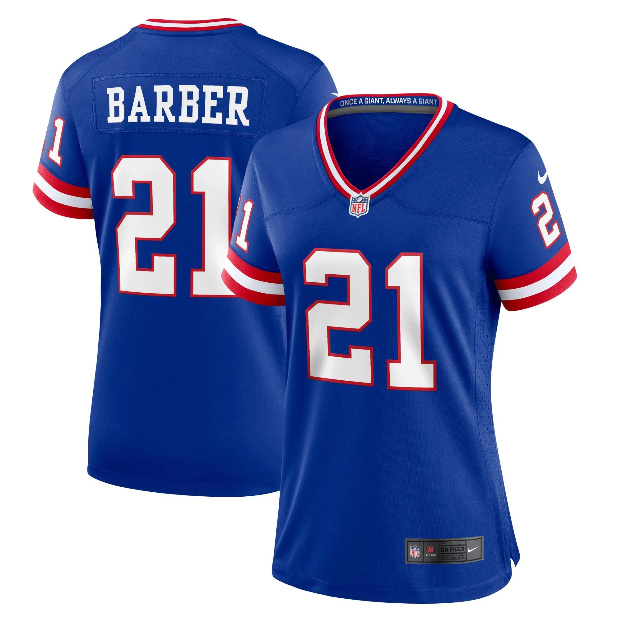 Tiki Barber New York Giants  Women's Classic Retired Player Game Jersey - Royal