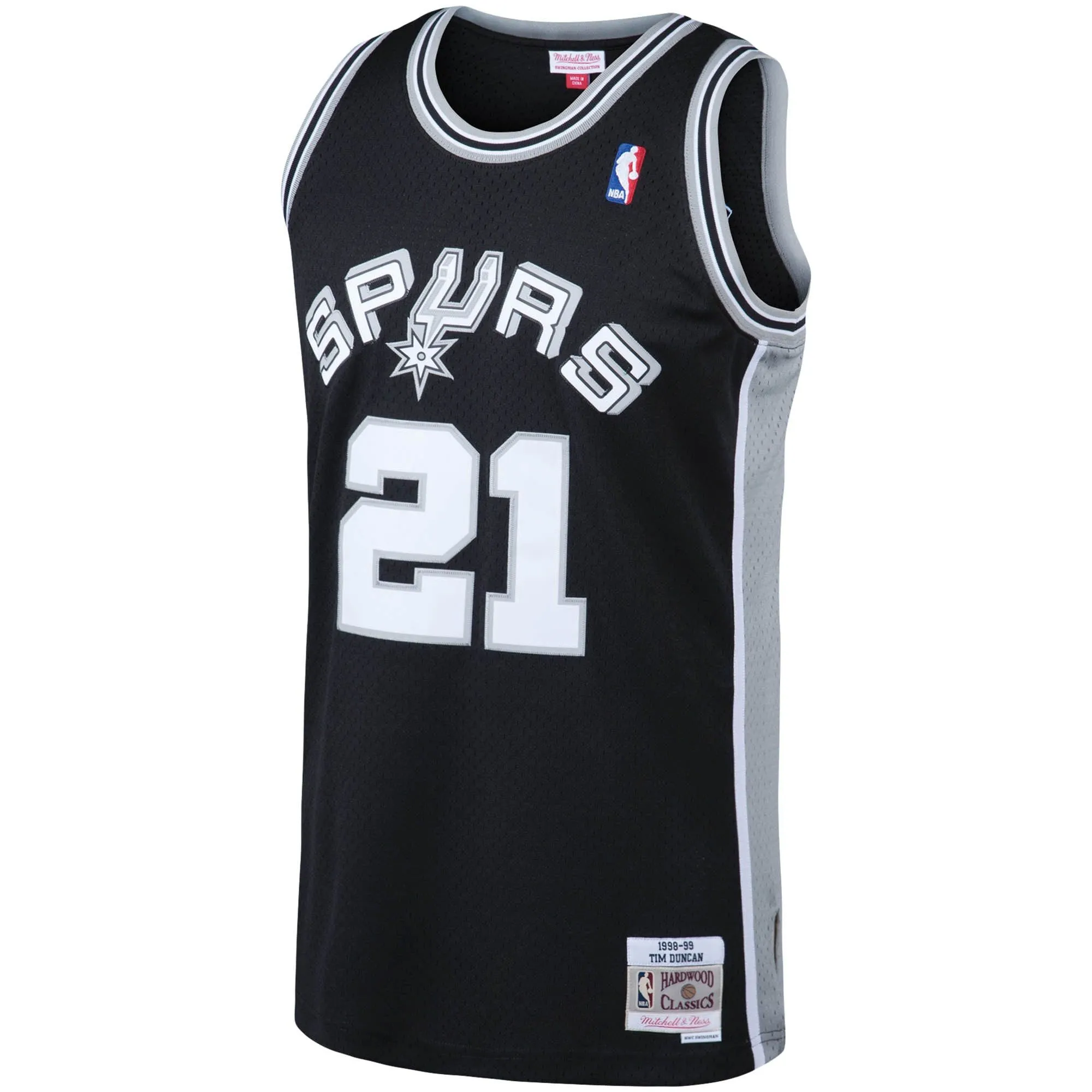 Tim Duncan San Antonio Spurs Mitchell & Ness 1998/99 Big & Tall Hardwood Classics Swingman Jersey - Black