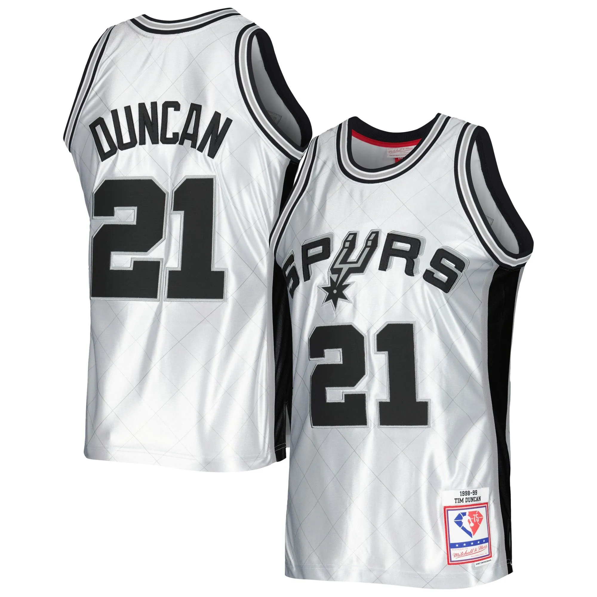 Tim Duncan San Antonio Spurs Mitchell & Ness 1998/99 Hardwood Classics 75th Anniversary Swingman Jersey - Platinum