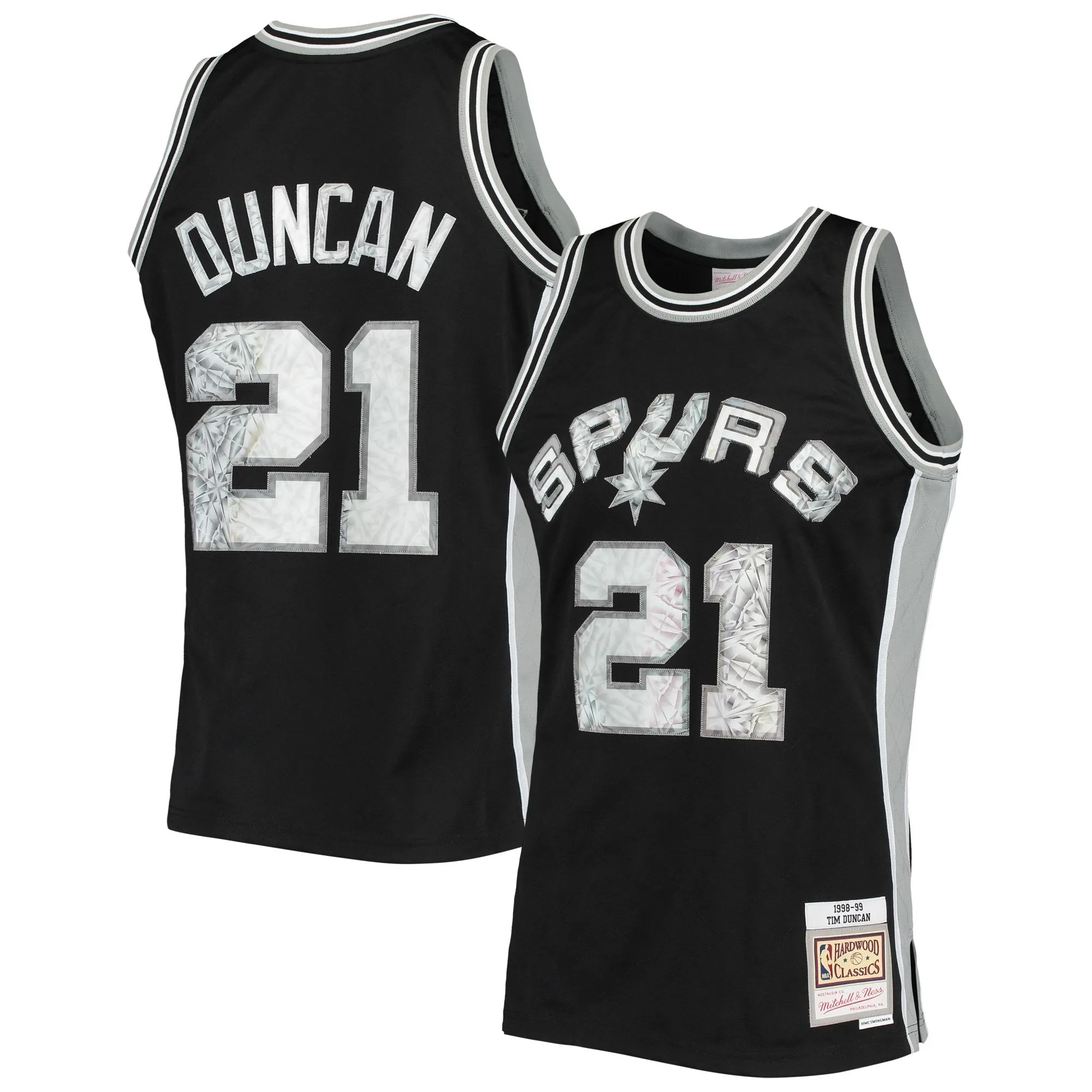 Tim Duncan San Antonio Spurs Mitchell & Ness 1998/99 Hardwood Classics NBA 75th Anniversary Diamond Swingman Jersey - Black