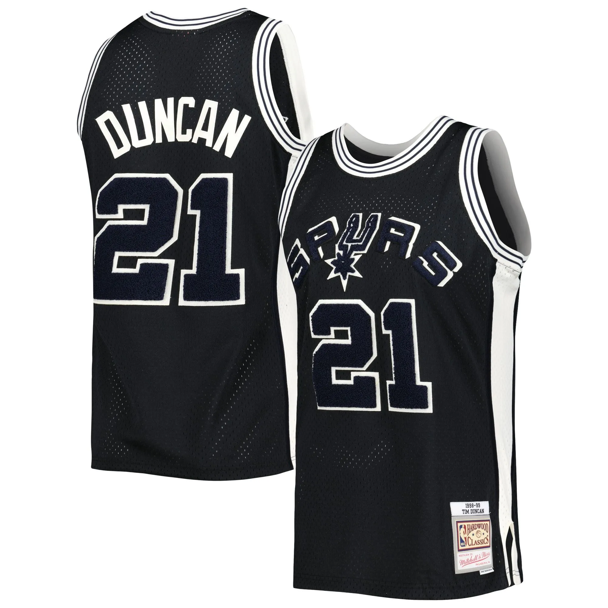 Tim Duncan San Antonio Spurs Mitchell & Ness 1998/99 Hardwood Classics Off-Court Swingman Jersey - Black