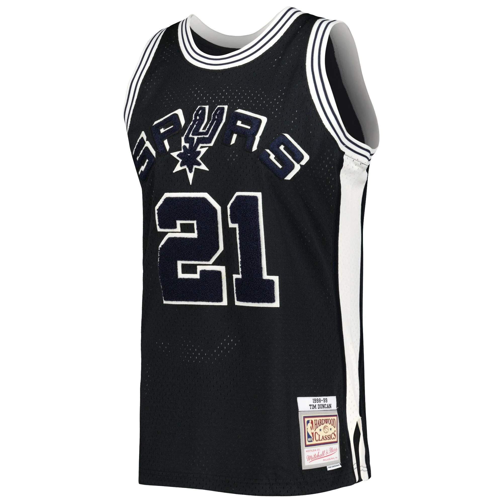 Tim Duncan San Antonio Spurs Mitchell & Ness 1998/99 Hardwood Classics Off-Court Swingman Jersey - Black