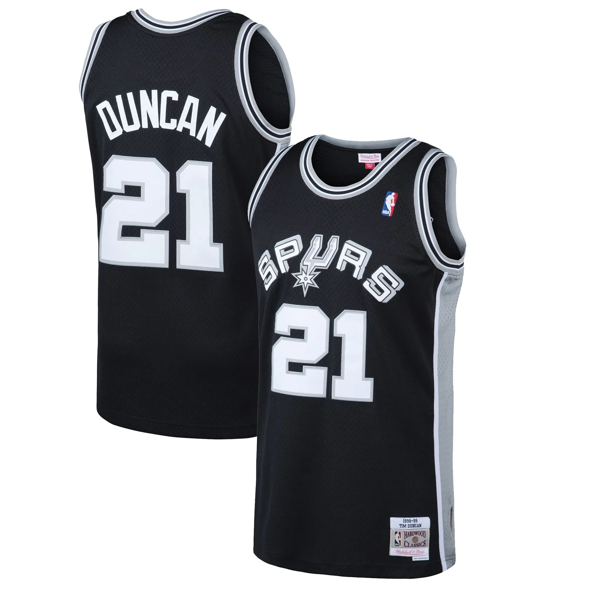 Tim Duncan San Antonio Spurs Mitchell & Ness 1998/99 Hardwood Classics Swingman Jersey - Black