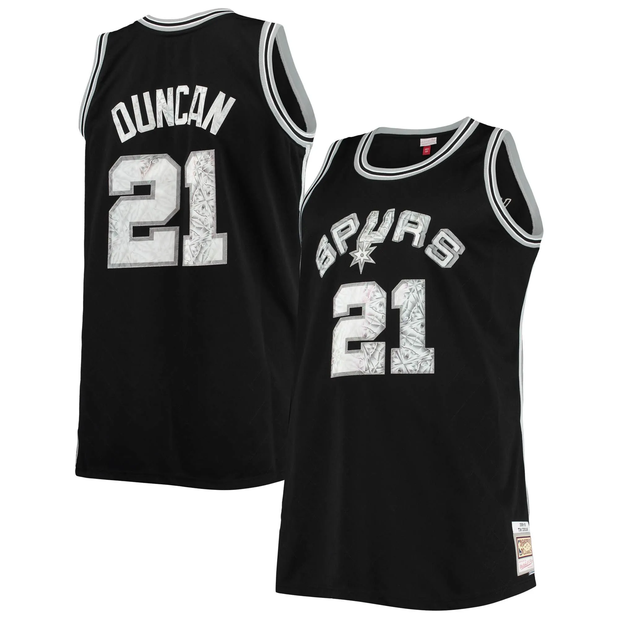 Tim Duncan San Antonio Spurs Mitchell & Ness Big & Tall 1998/99 NBA 75th Anniversary Diamond Swingman Jersey - Black