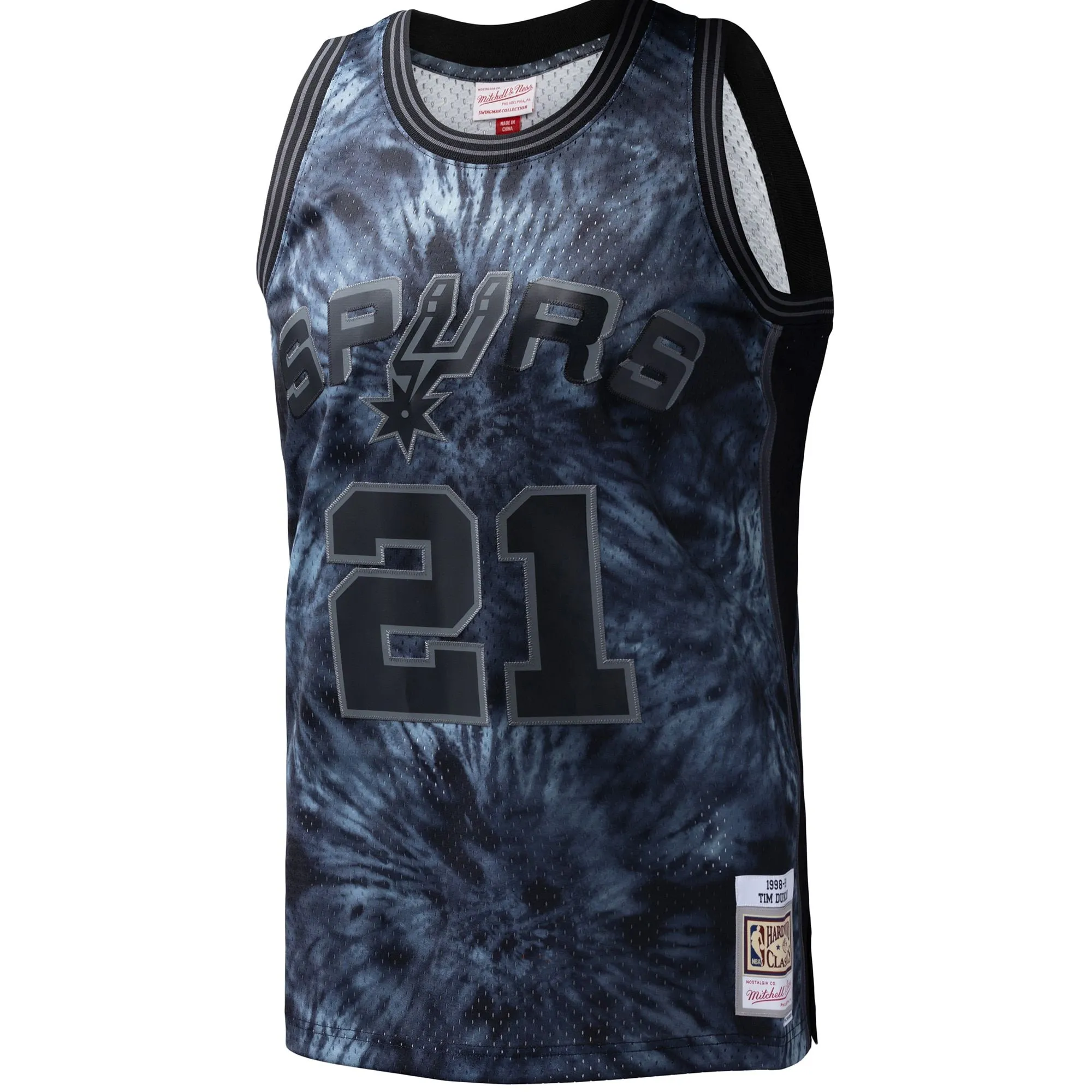 Tim Duncan San Antonio Spurs Mitchell & Ness Hardwood Classics 1998/99 Tie-Dye Swingman Jersey - Black