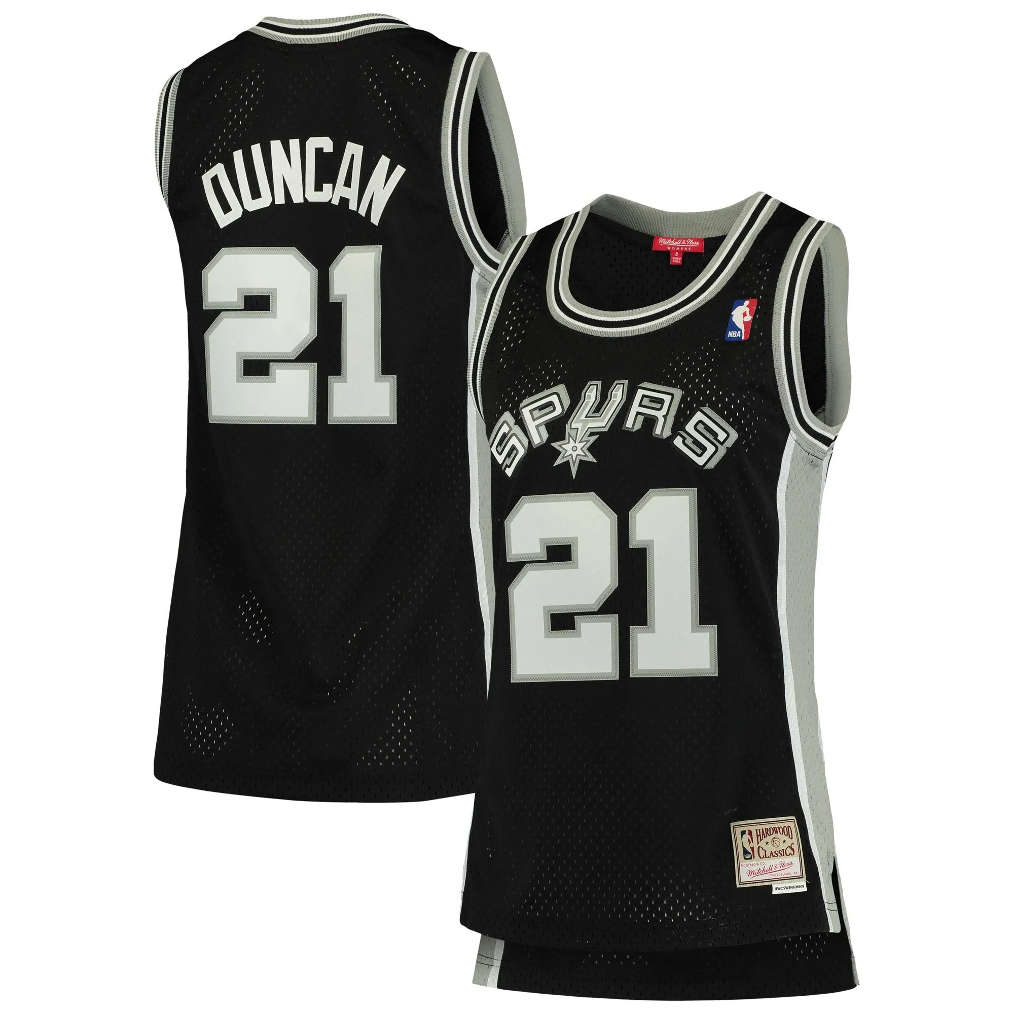 Tim Duncan San Antonio Spurs Mitchell & Ness Women's 1998/99 Hardwood Classics Swingman Jersey - Black