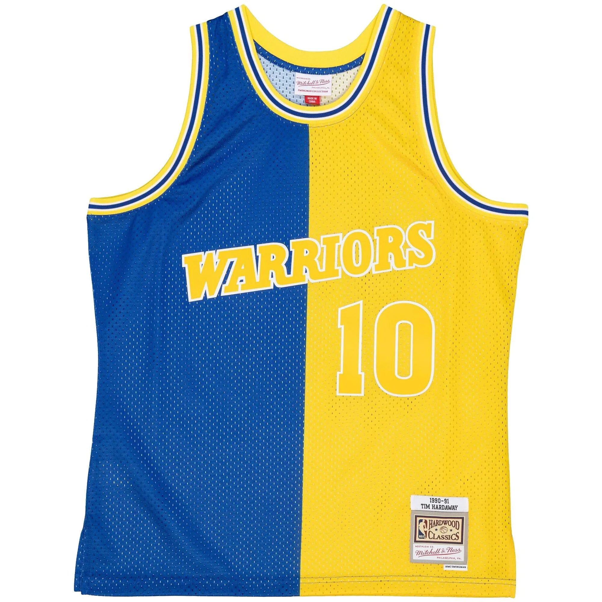 Tim Hardaway Golden State Warriors Mitchell & Ness Hardwood Classics 1990/91 Split Swingman Jersey - Royal/Gold