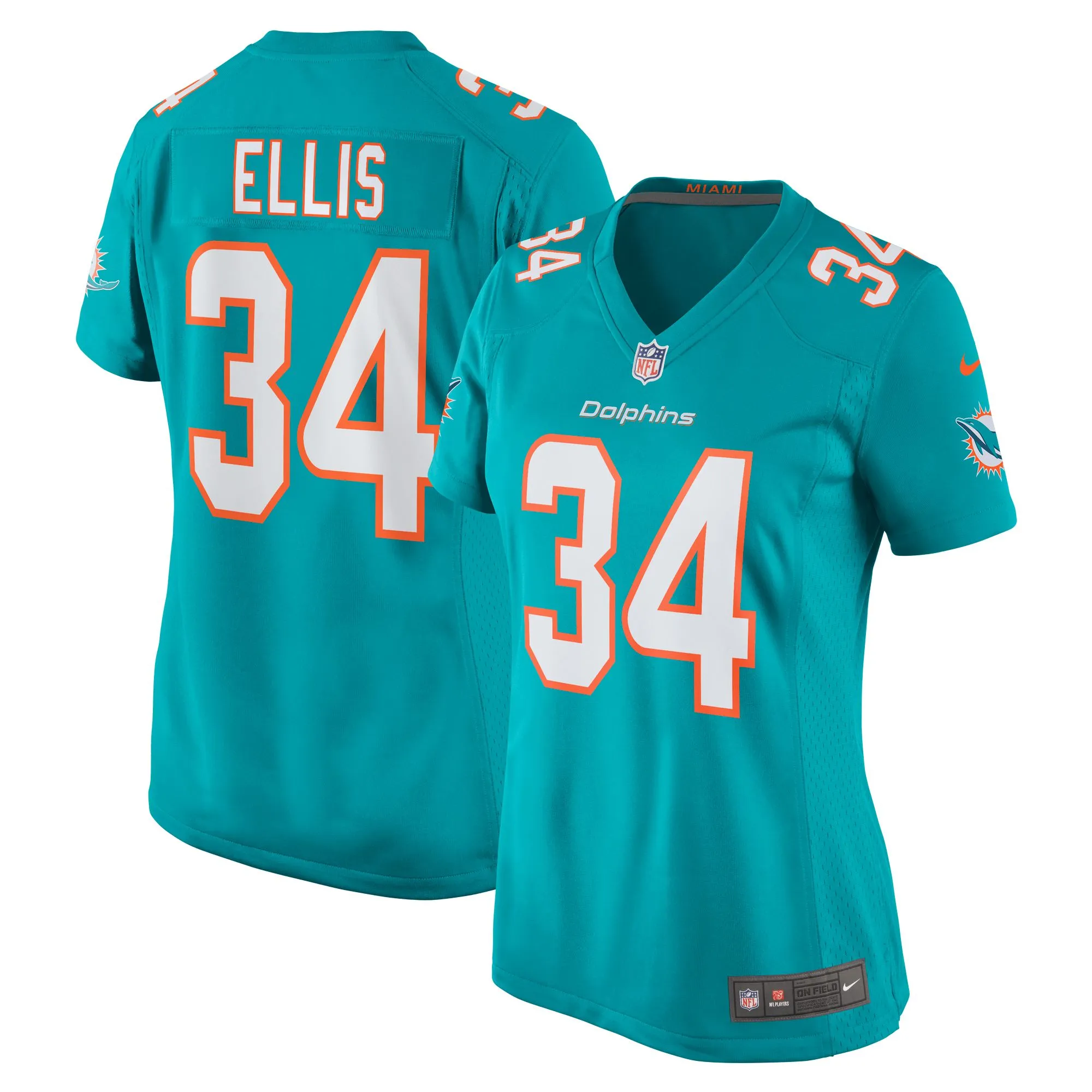 Tino Ellis Miami Dolphins  Women's Home Game Player Jersey - Aqua