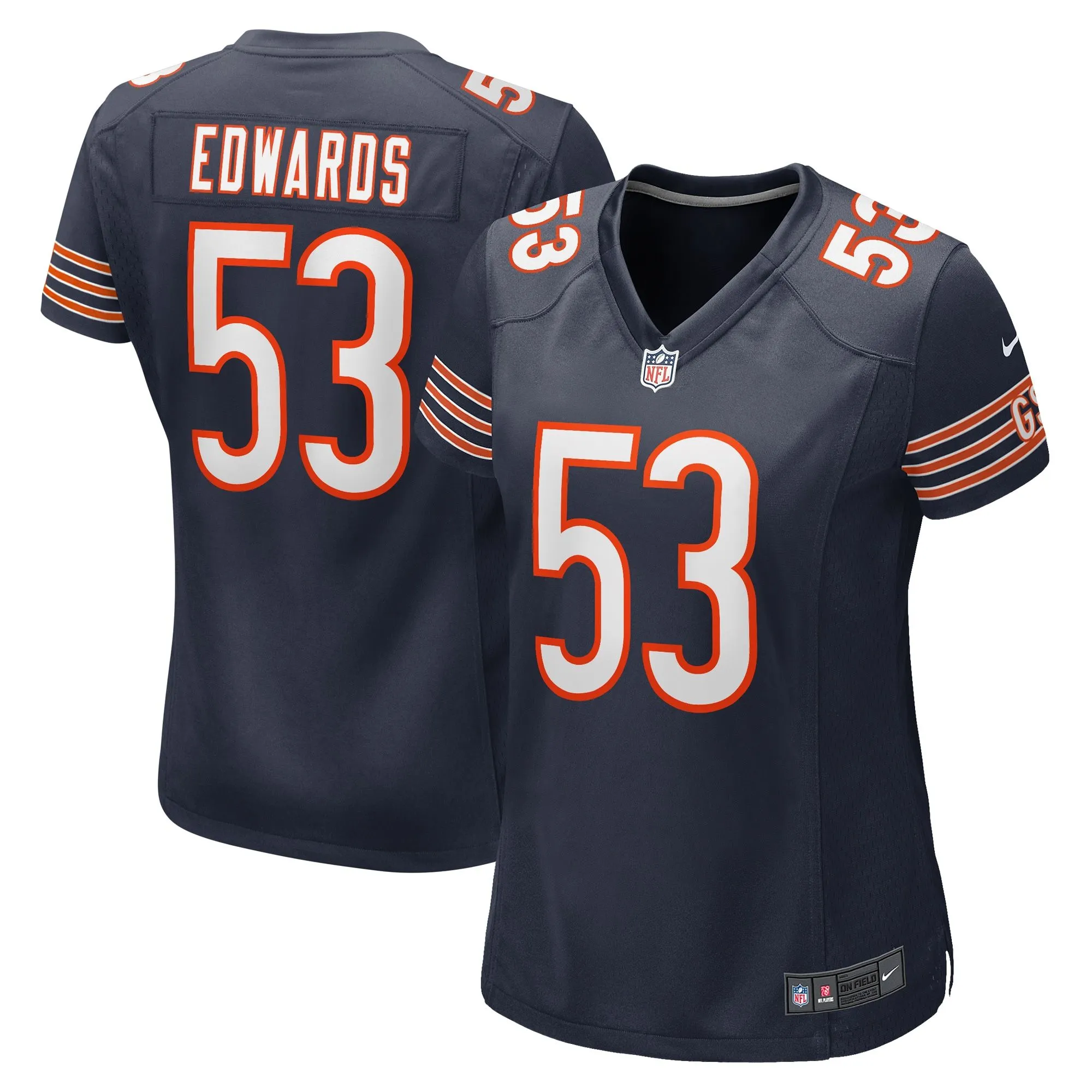 TJ Edwards Chicago Bears  Women's Game Player Jersey - Navy