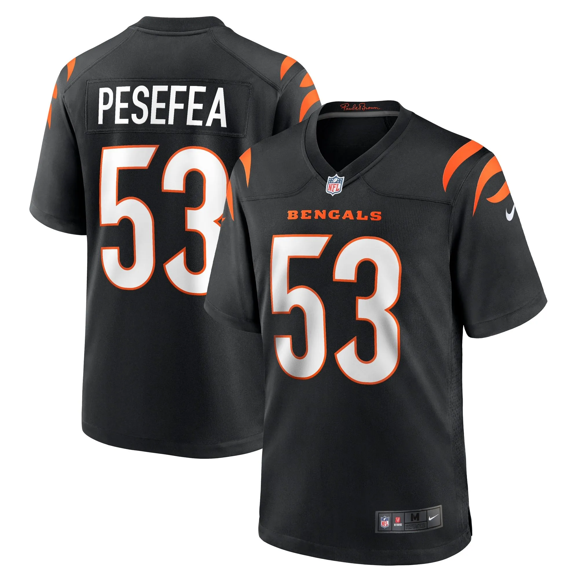 TJ Pesefea Cincinnati Bengals  Team Game Jersey -  Black