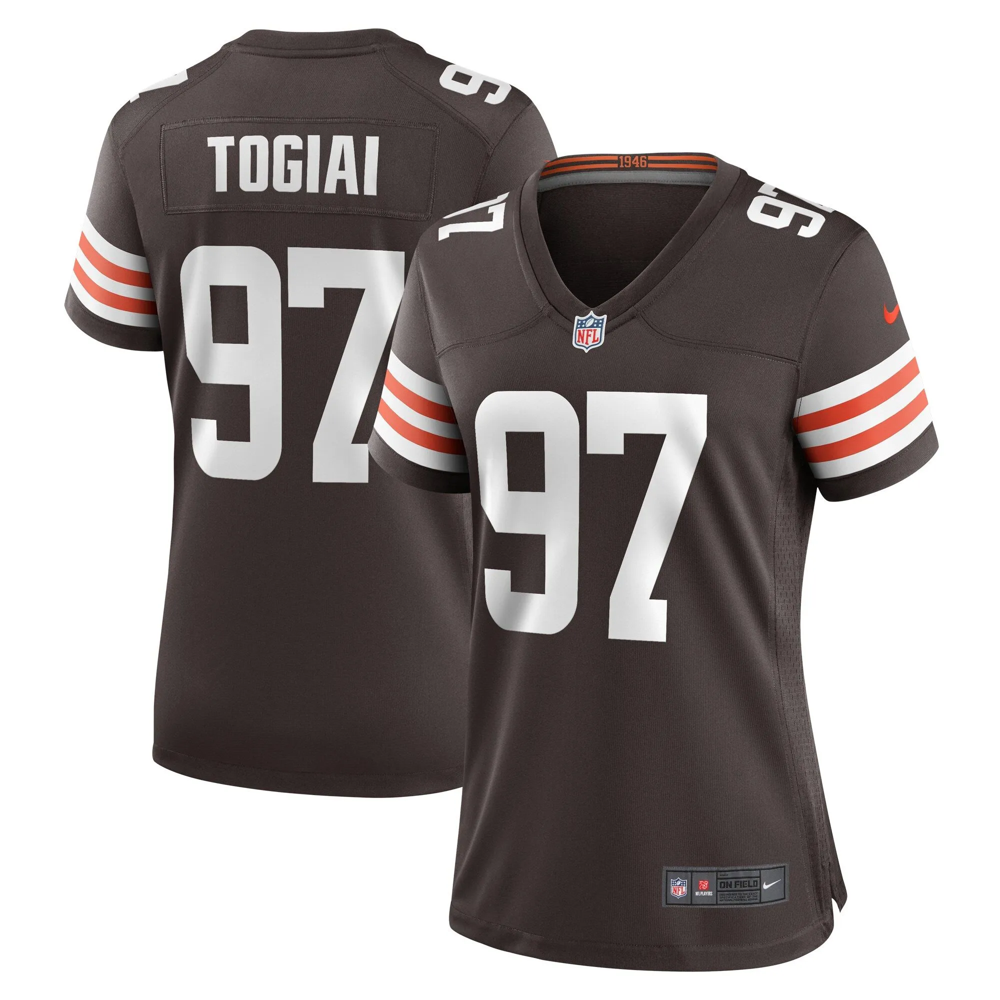 Tommy Togiai Cleveland Browns  Women's  Game Jersey -  Brown