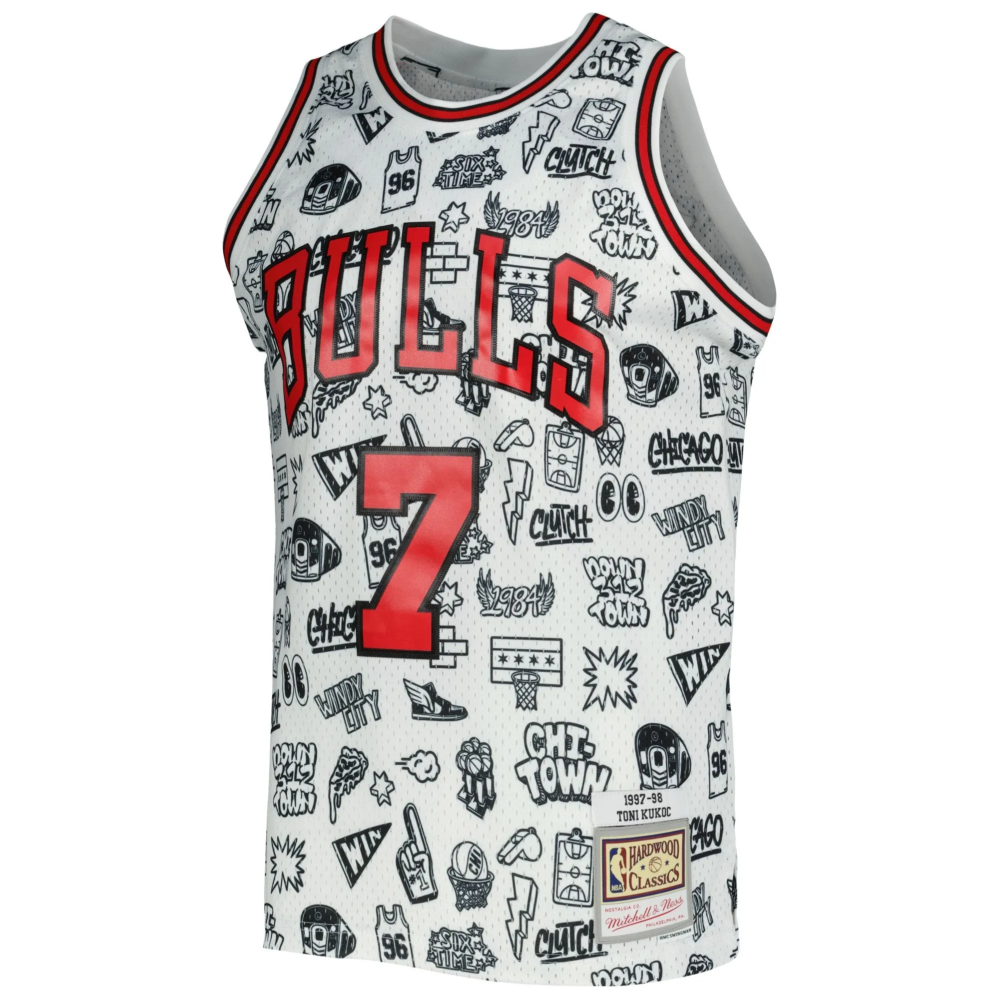 Toni Kukoc Chicago Bulls Mitchell & Ness 1997/98 Hardwood Classics Doodle Swingman Jersey - White