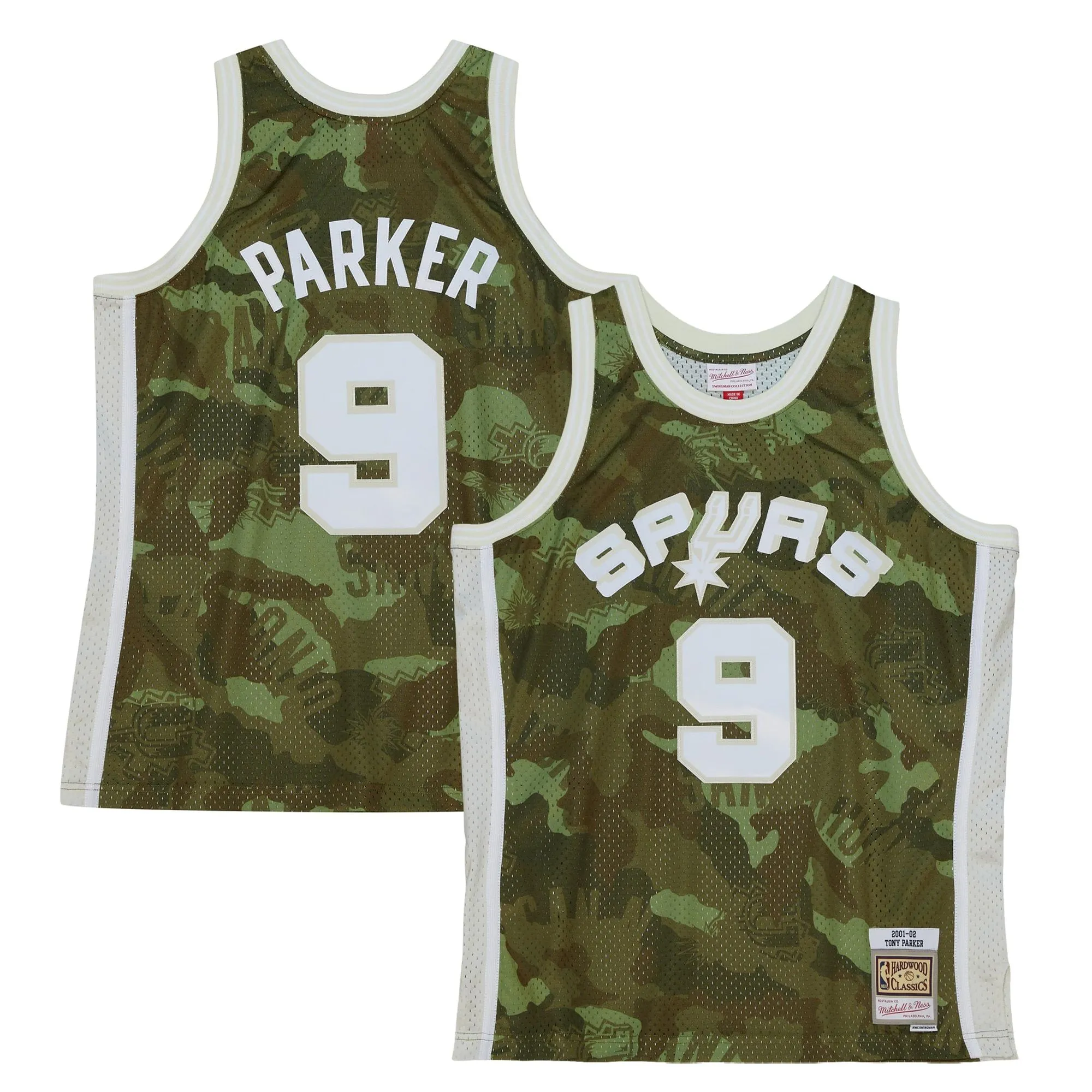 Tony Parker San Antonio Spurs Mitchell & Ness Hardwood Classics 2000/01 Ghost Green Swingman Jersey - Camo