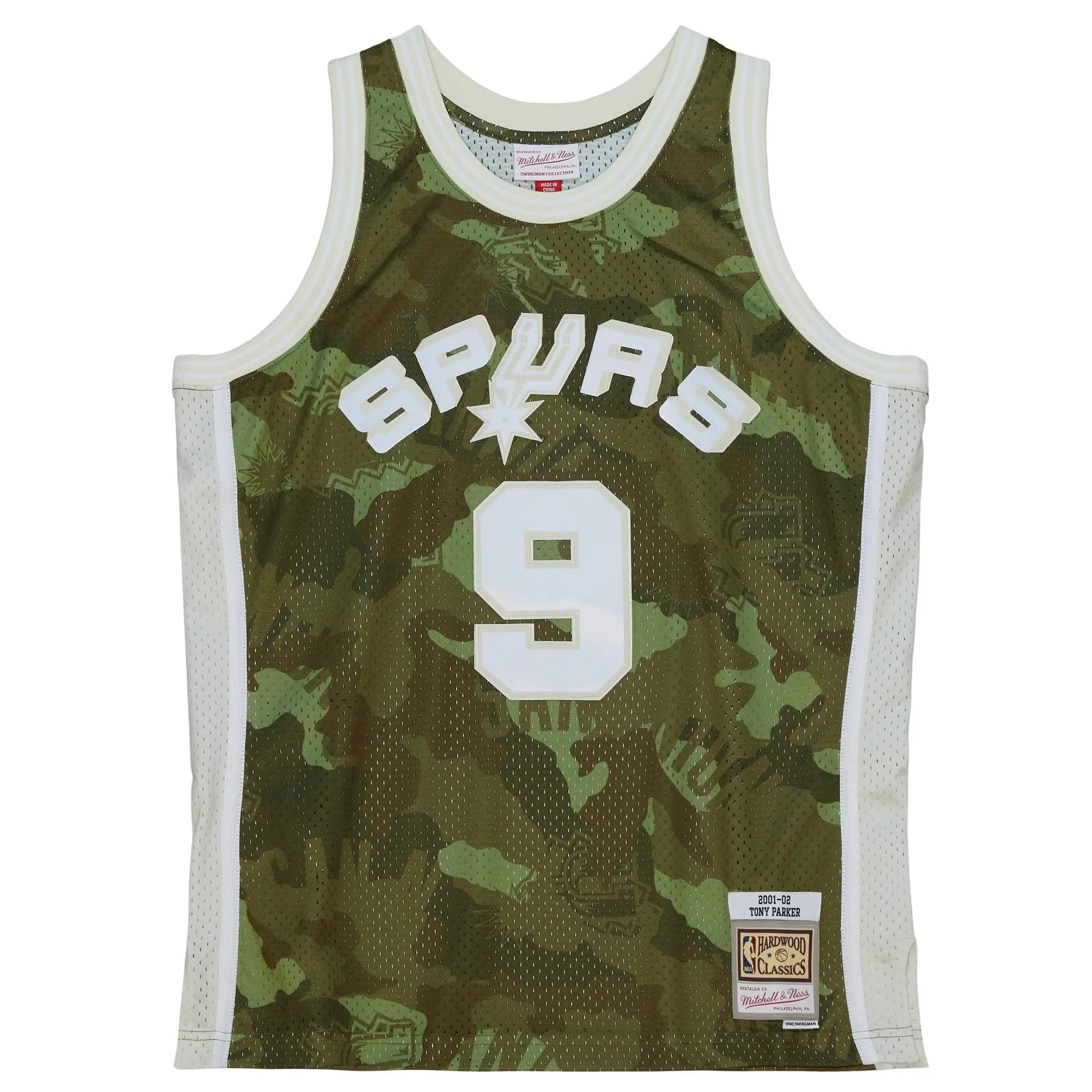 Tony Parker San Antonio Spurs Mitchell & Ness Hardwood Classics 2000/01 Ghost Green Swingman Jersey - Camo