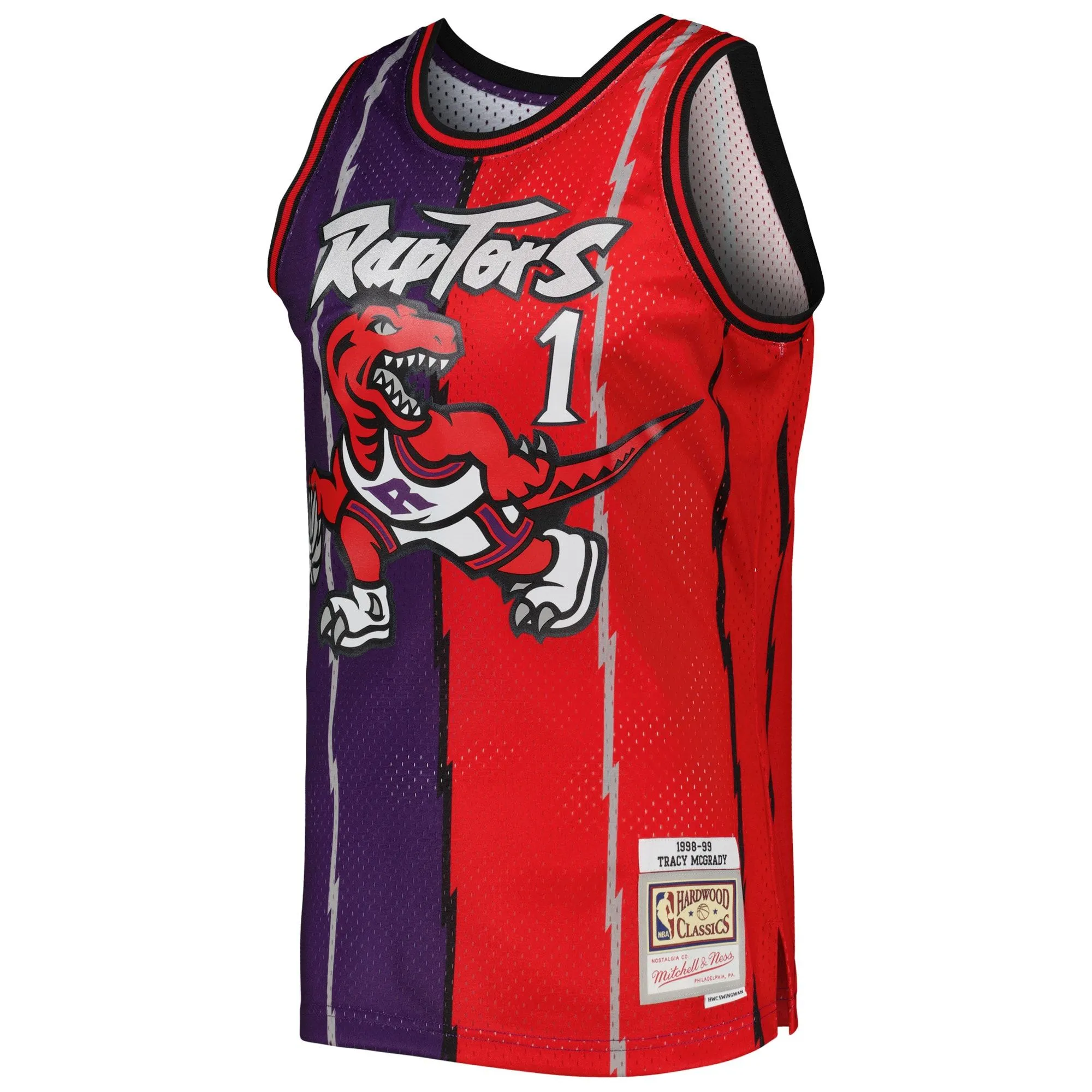 Tracy McGrady Toronto Raptors Mitchell & Ness Hardwood Classics 1998/99 Split Swingman Jersey - Purple/Red