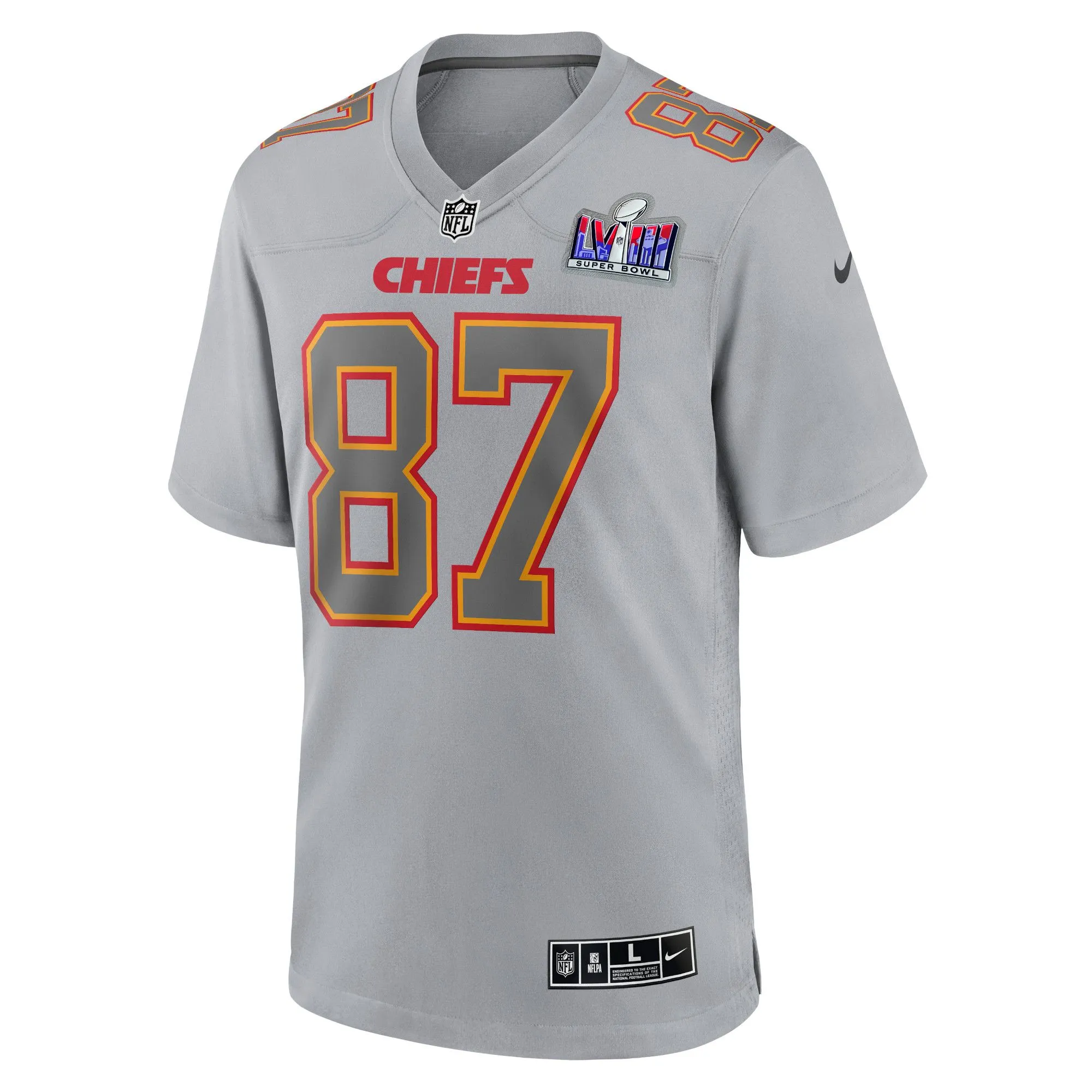 Travis Kelce Kansas City Chiefs  Super Bowl LVIII Atmosphere Fashion Game Jersey - Gray