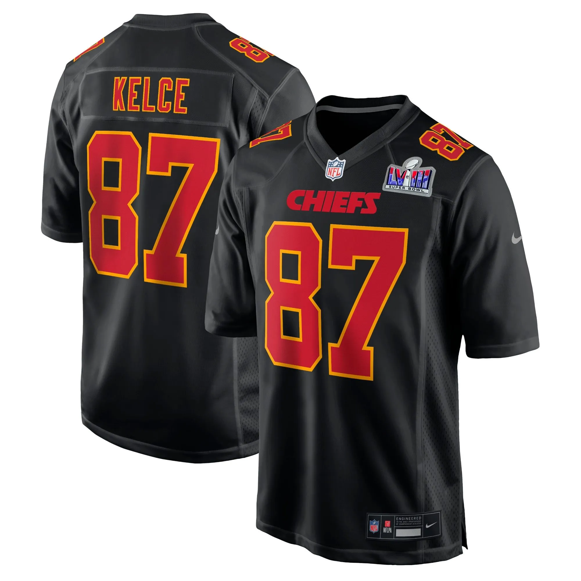 Travis Kelce Kansas City Chiefs  Super Bowl LVIII Carbon Fashion Game Player Jersey - Black