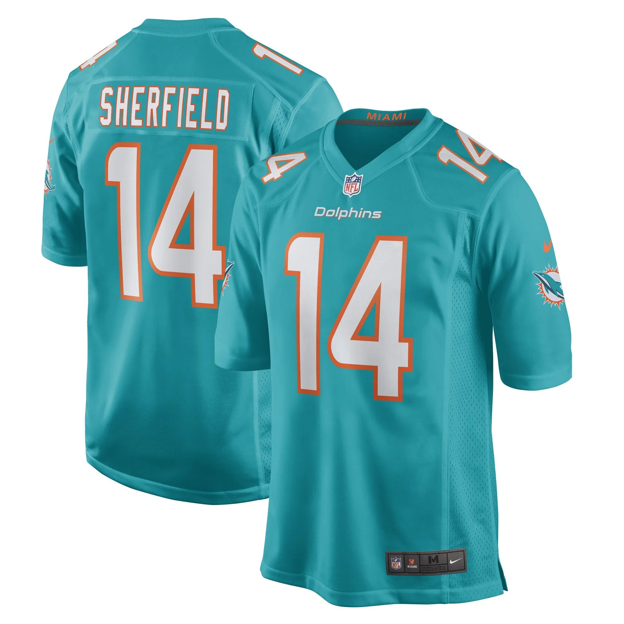 Trent Sherfield Miami Dolphins  Game Player Jersey - Aqua