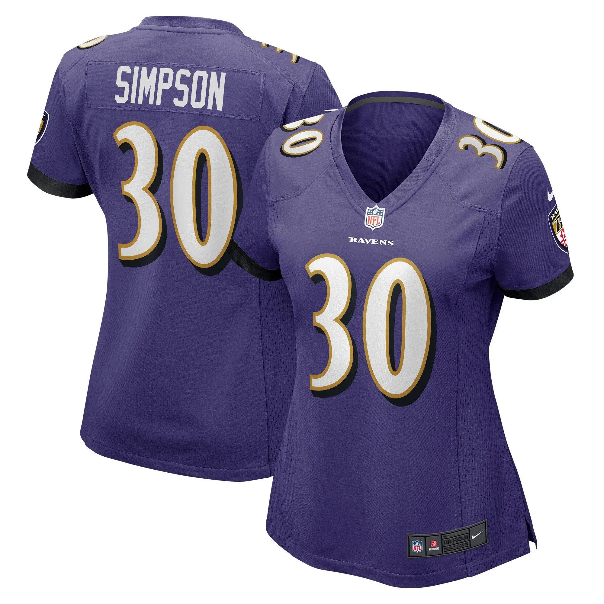 Trenton Simpson Baltimore Ravens  Women's  Game Jersey -  Purple