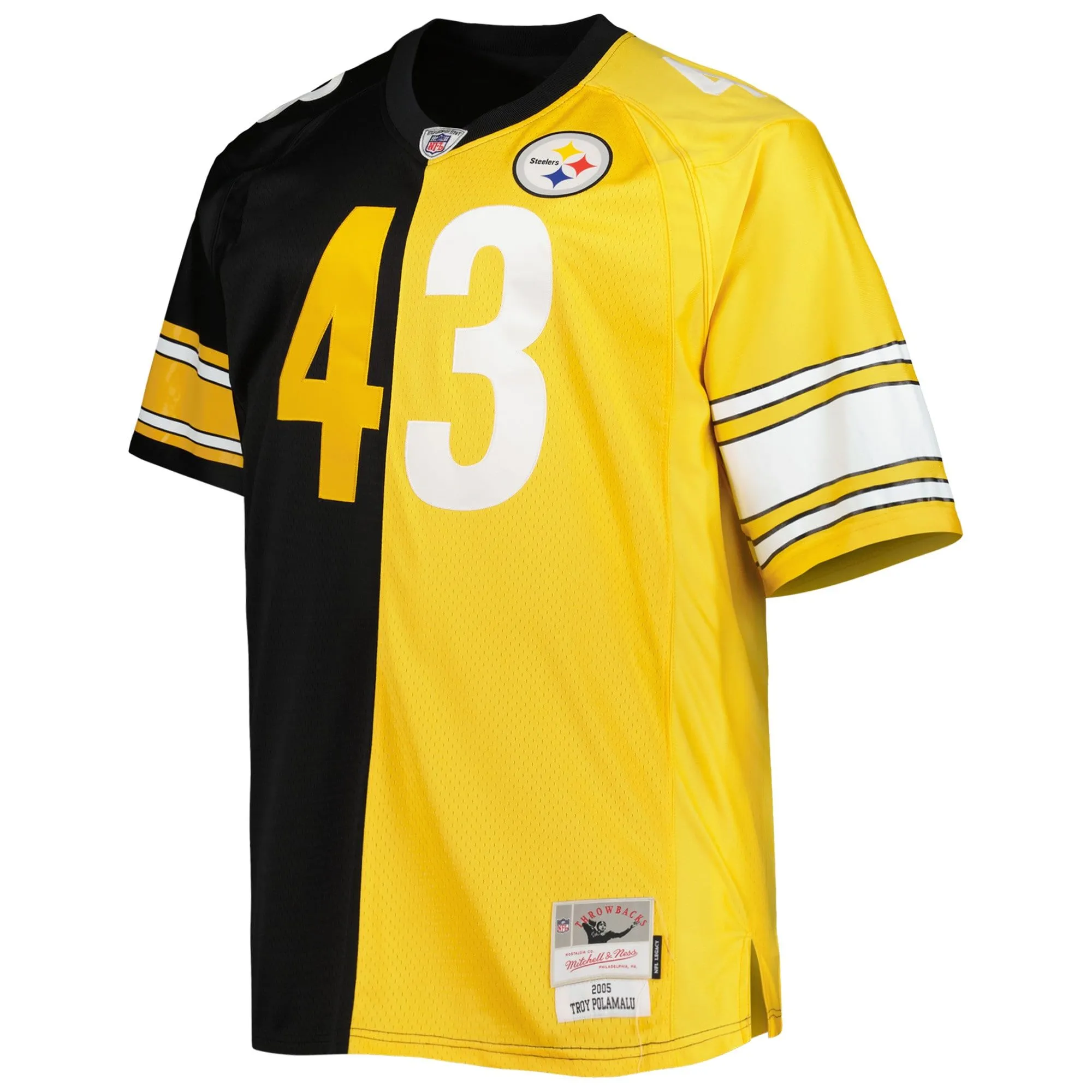 Troy Polamalu Pittsburgh Steelers Mitchell & Ness Big & Tall Split Legacy Retired Player Replica Jersey - Black/Gold