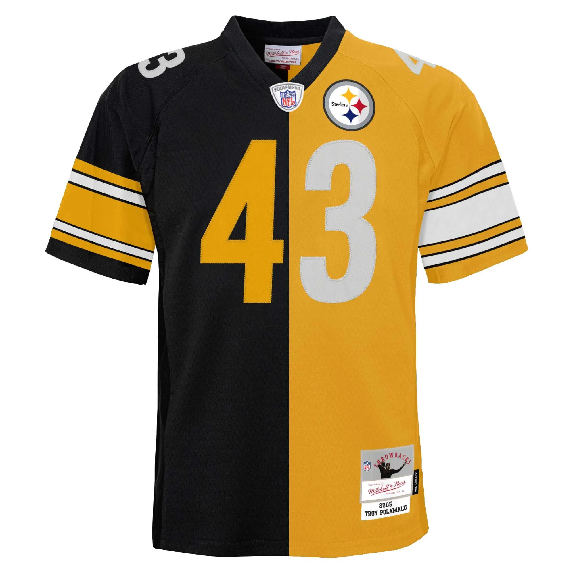 Troy Polamalu Pittsburgh Steelers Mitchell & Ness Youth Split Legacy Jersey - Black/Gold