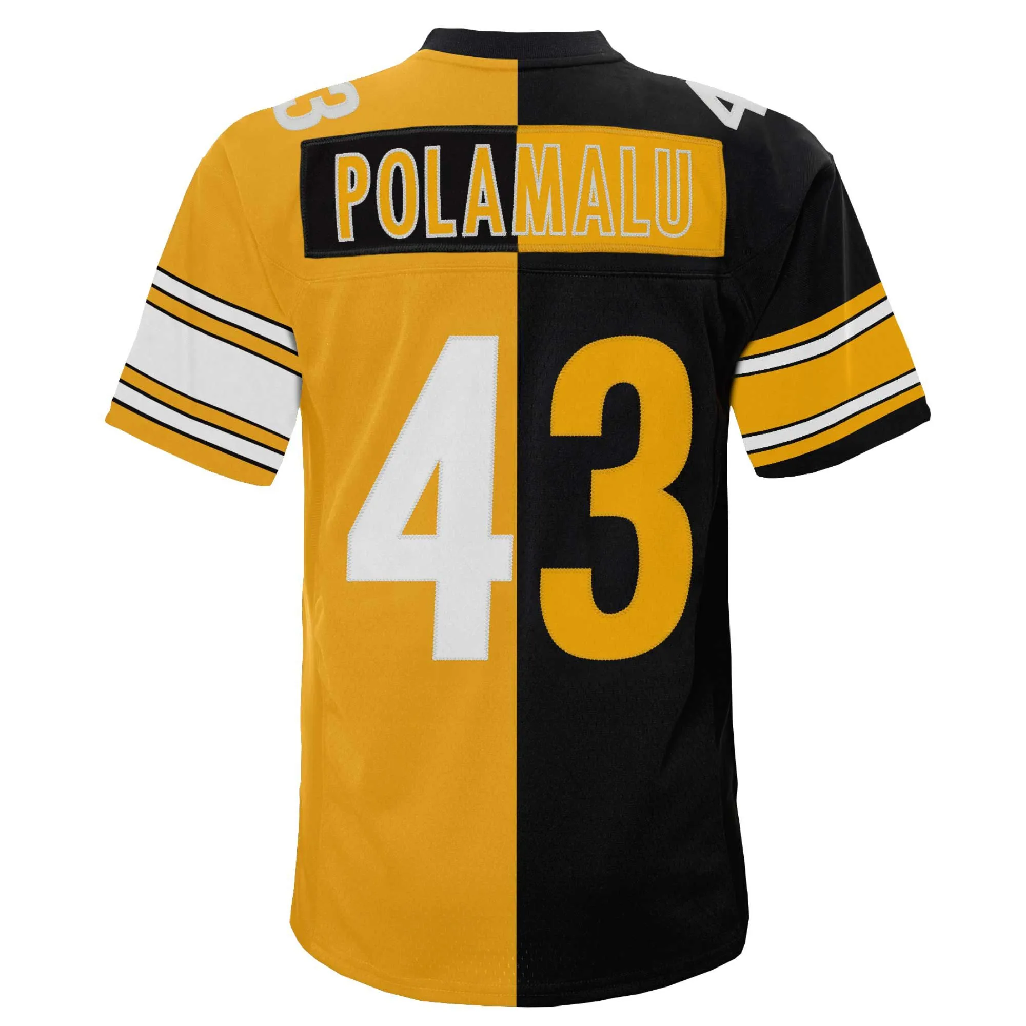 Troy Polamalu Pittsburgh Steelers Mitchell & Ness Youth Split Legacy Jersey - Black/Gold