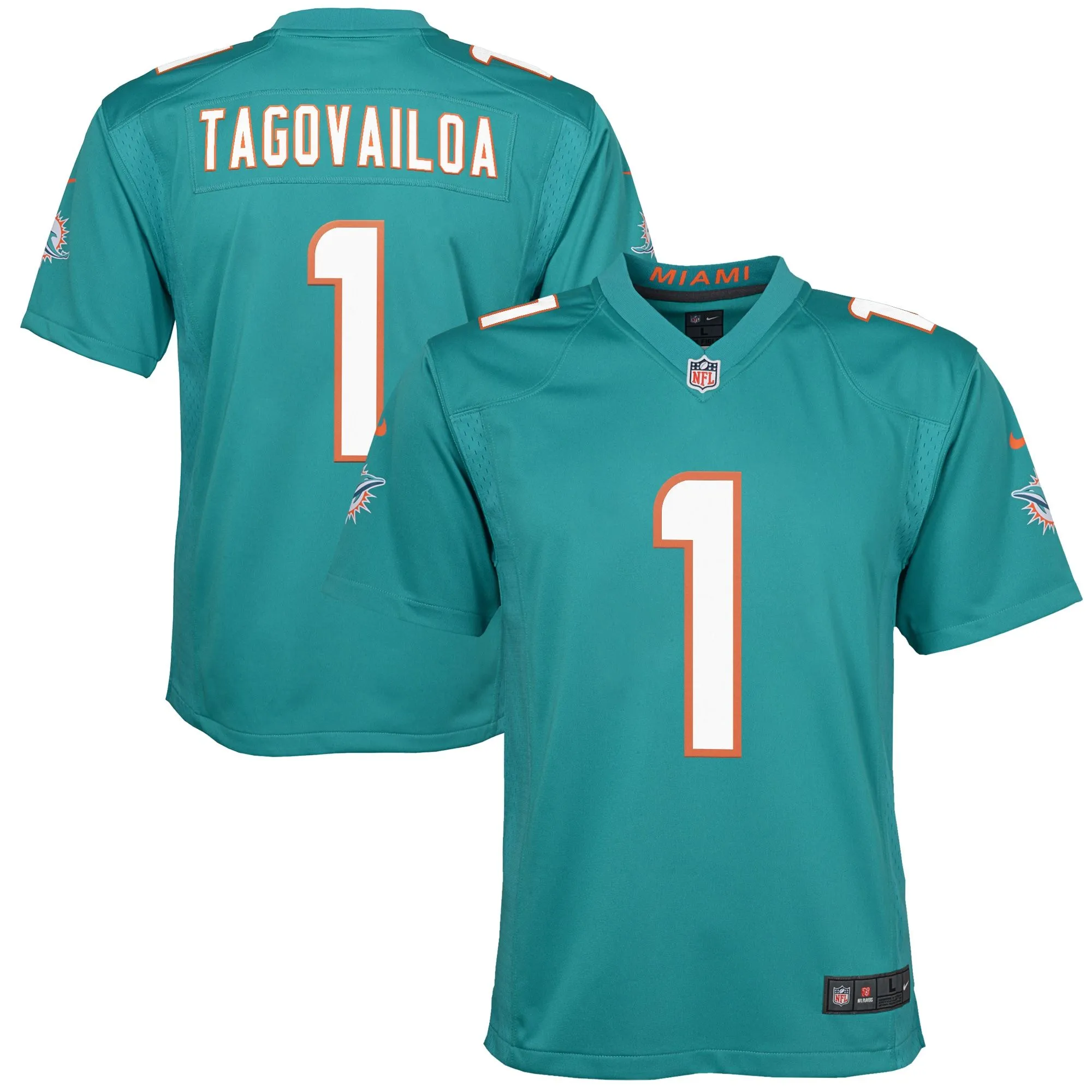 Tua Tagovailoa Miami Dolphins  Youth Game Jersey - Aqua