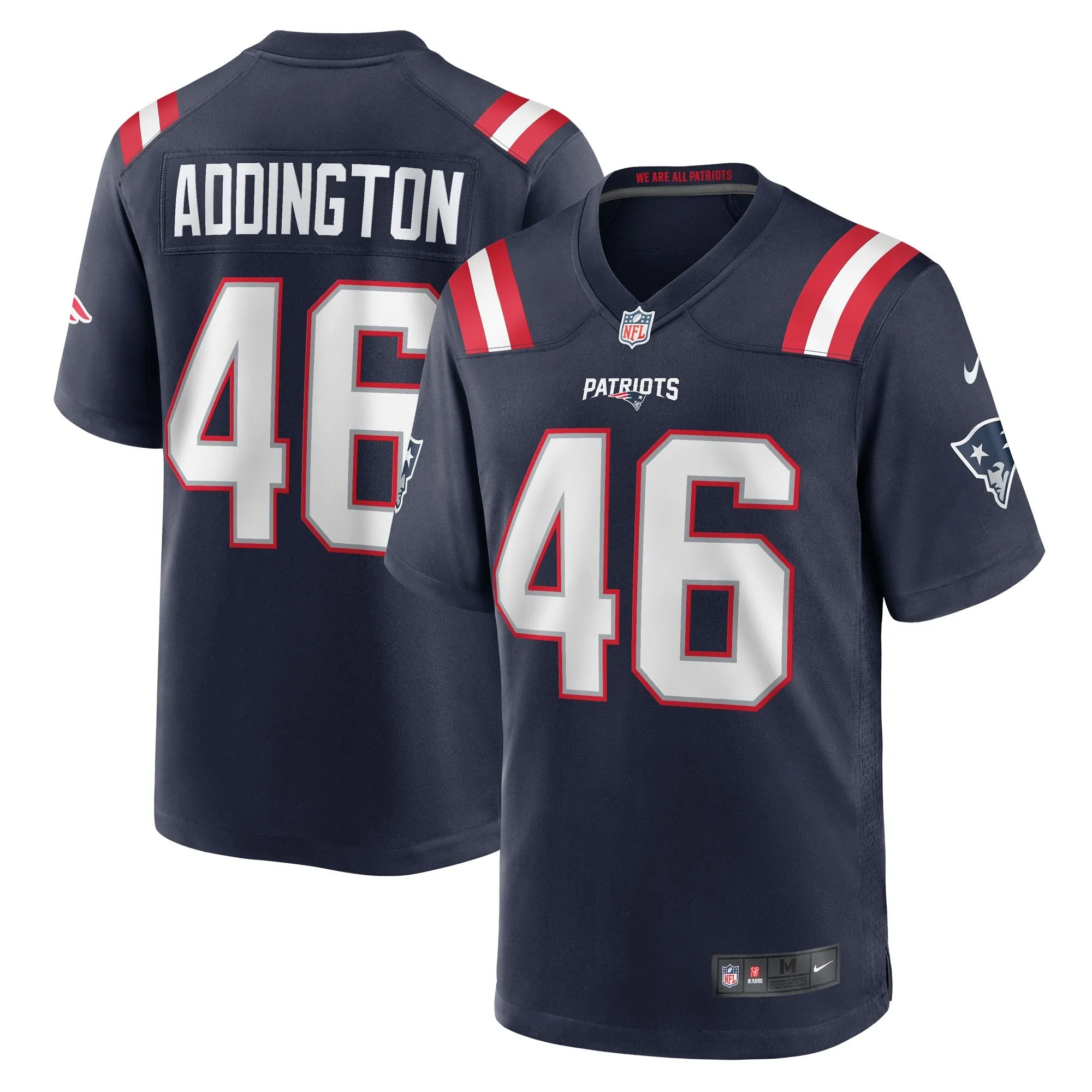 Tucker Addington New England Patriots  Home Game Player Jersey - Navy