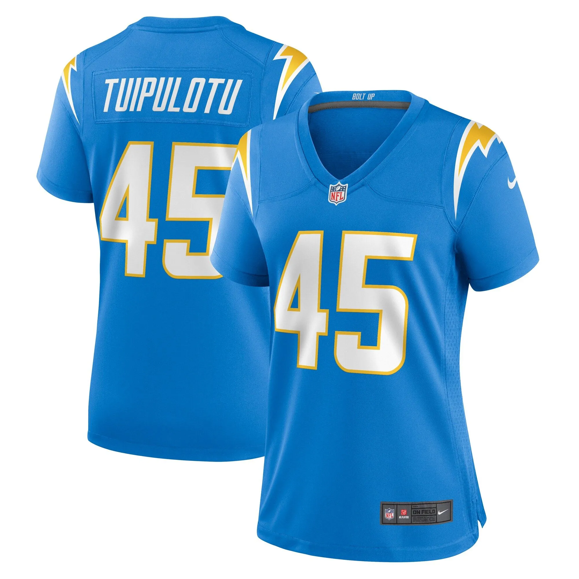 Tuli Tuipulotu Los Angeles Chargers  Women's Team Game Jersey - Powder Blue