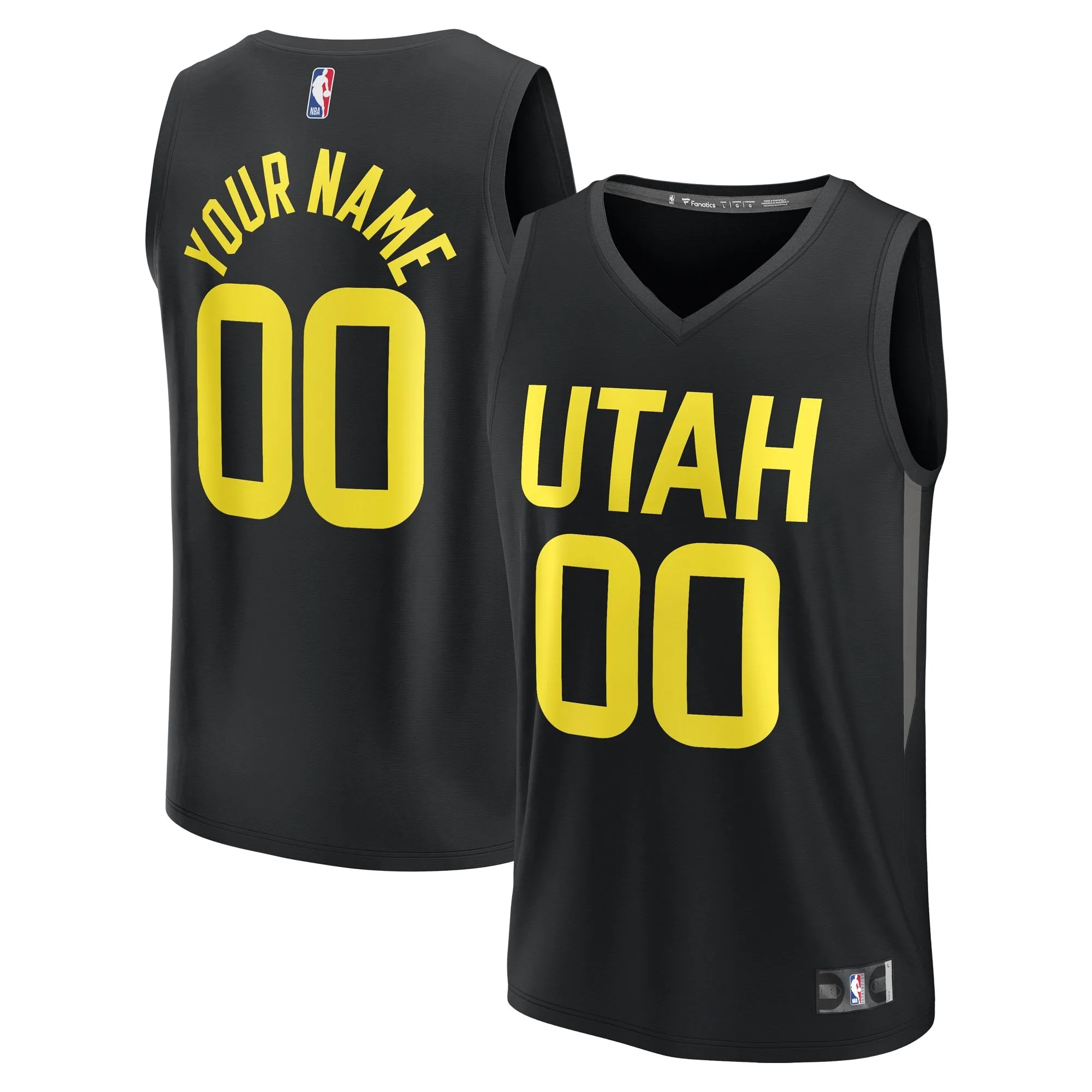 Utah Jazz Fanatics Branded  Fast Break Custom Replica Jersey - Black - Statement Edition