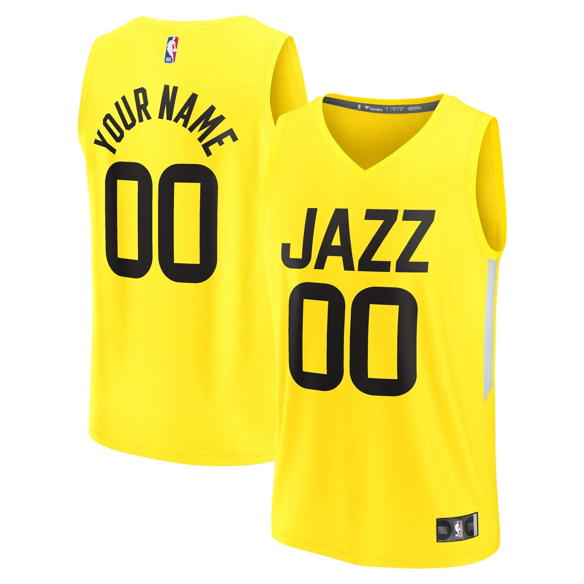 Utah Jazz Fanatics Branded Youth Fast Break Replica Custom Jersey - Icon Edition - Yellow