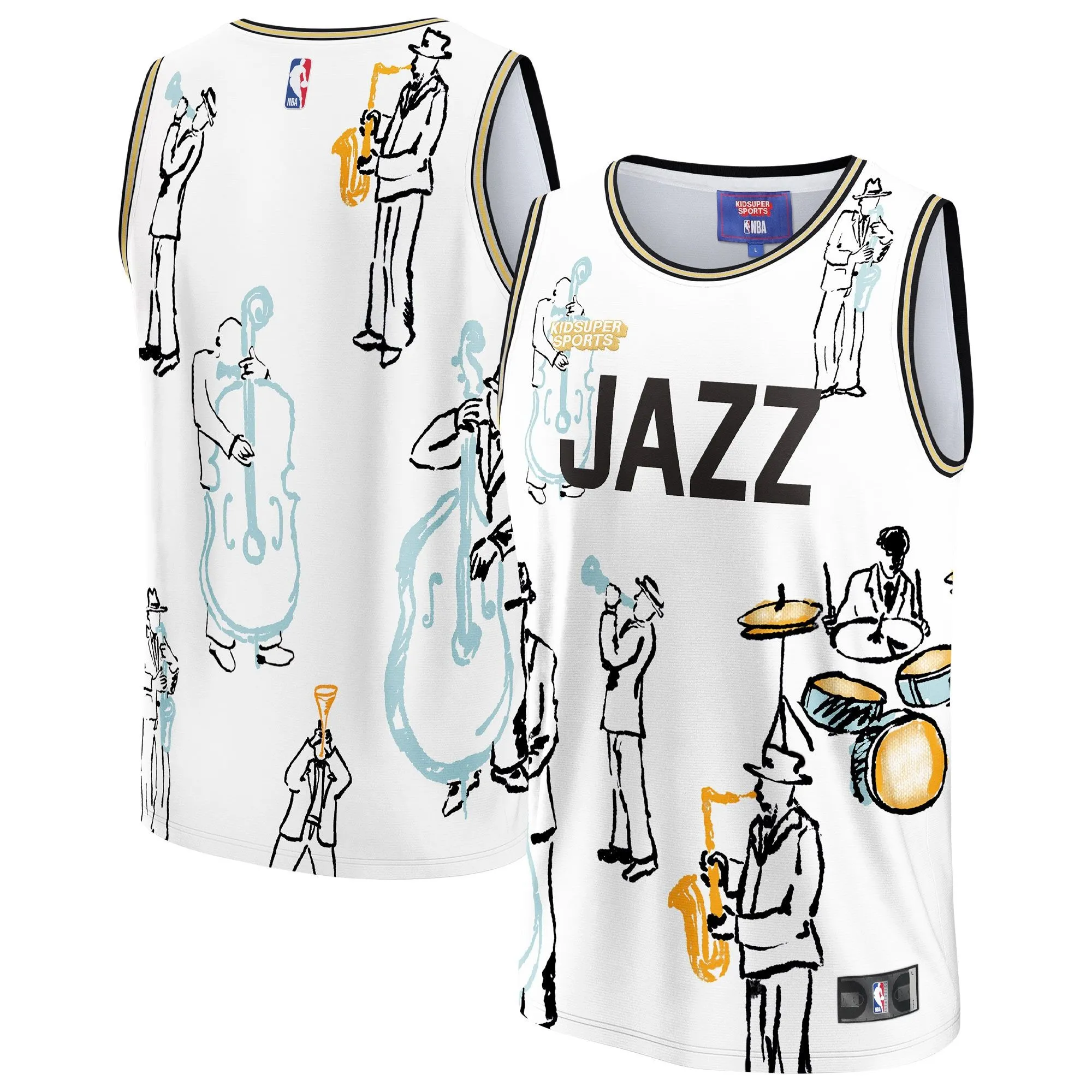 Utah Jazz NBA & KidSuper Studios By Fanatics Unisex Hometown Jersey - White