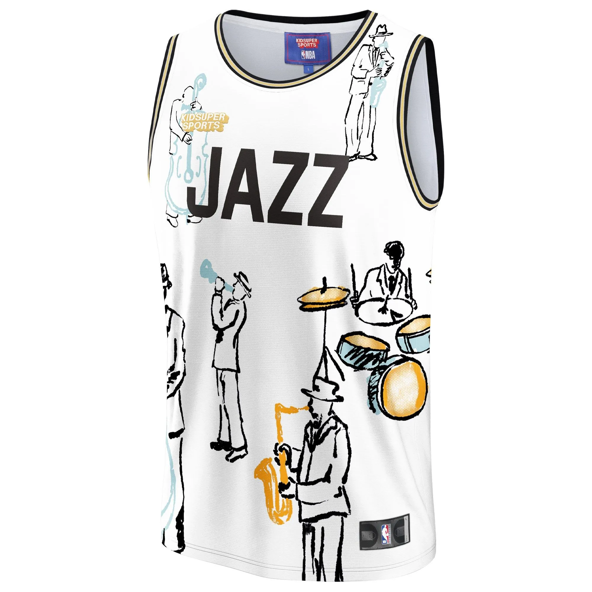 Utah Jazz NBA & KidSuper Studios By Fanatics Unisex Hometown Jersey - White