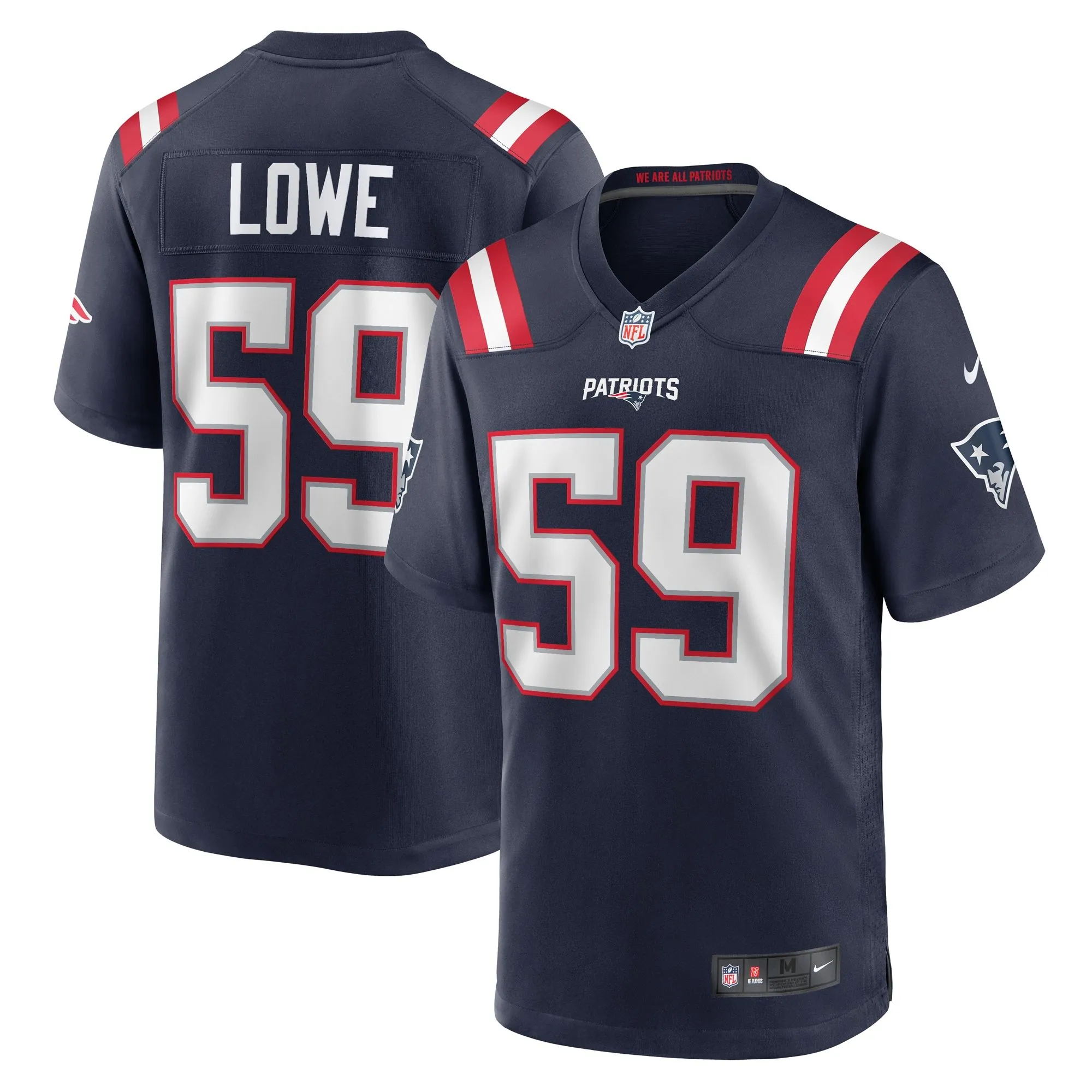 Vederian Lowe New England Patriots  Team Game Jersey -  Navy