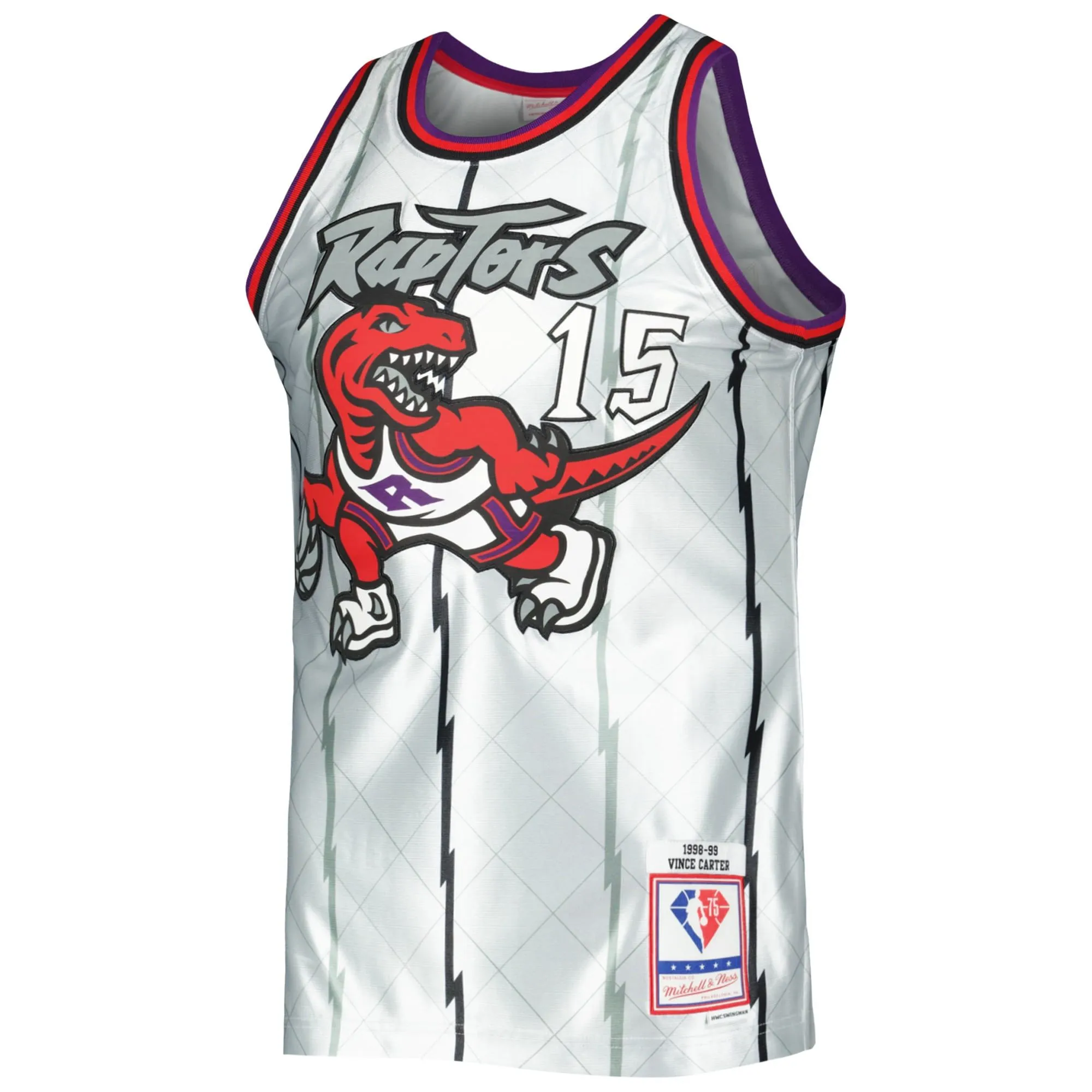 Vince Carter Toronto Raptors Mitchell & Ness 1998/99 Hardwood Classics 75th Anniversary Swingman Jersey - Platinum