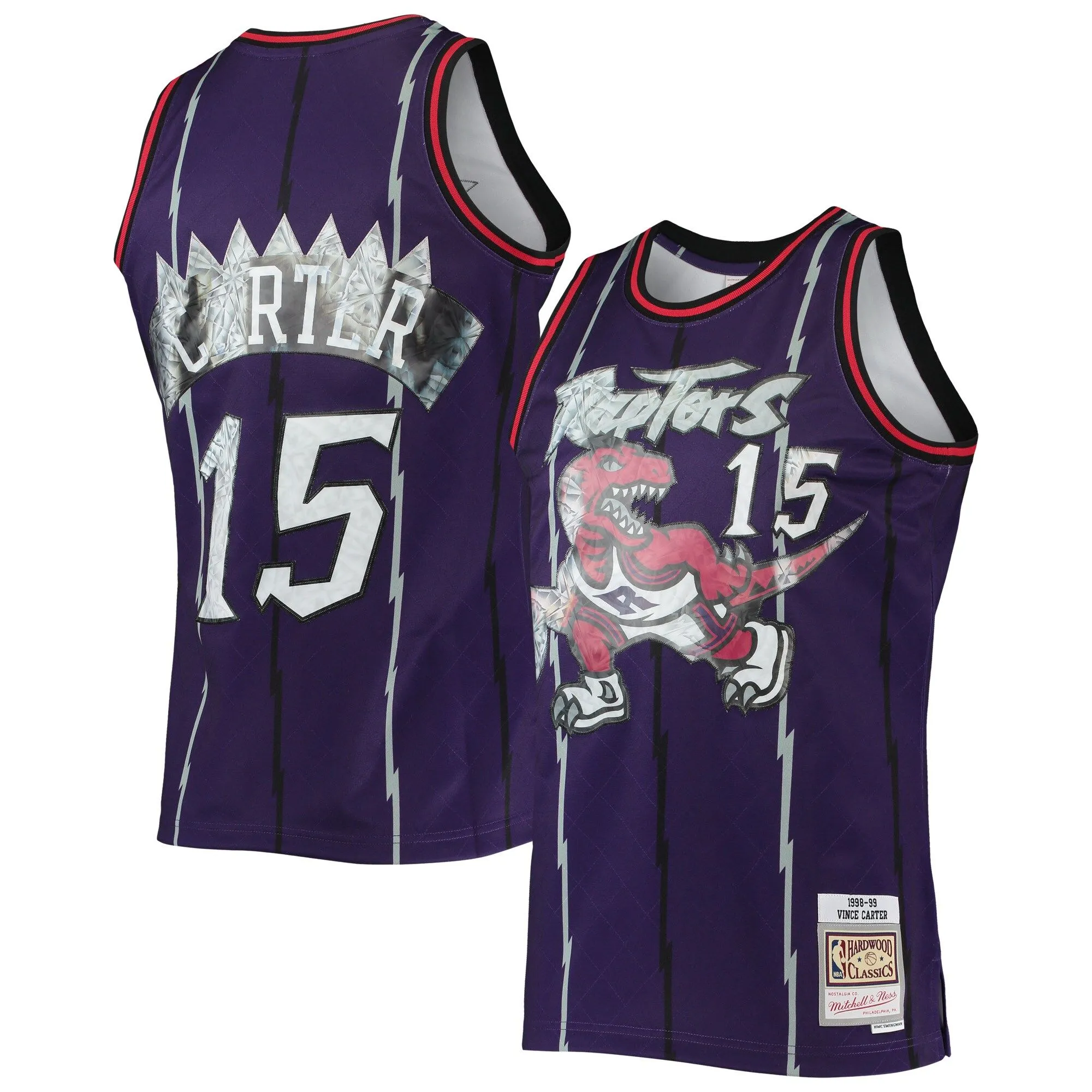 Vince Carter Toronto Raptors Mitchell & Ness 1998/99 Hardwood Classics NBA 75th Anniversary Diamond Swingman Jersey - Purple