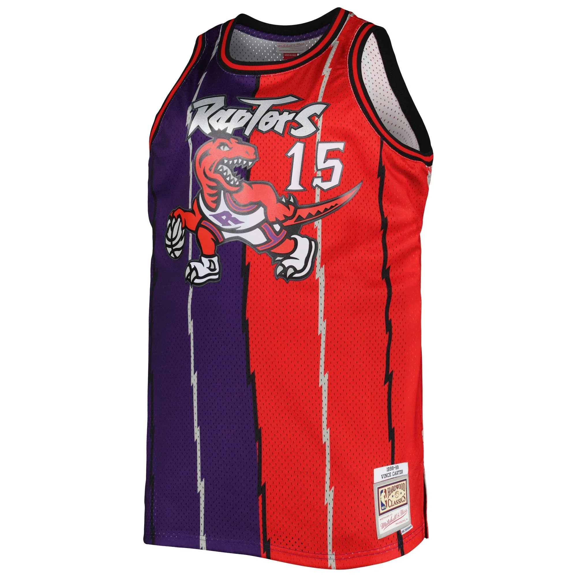 Vince Carter Toronto Raptors Mitchell & Ness Big & Tall Hardwood Classics 1998/99 Split Swingman Jersey - Purple/Red