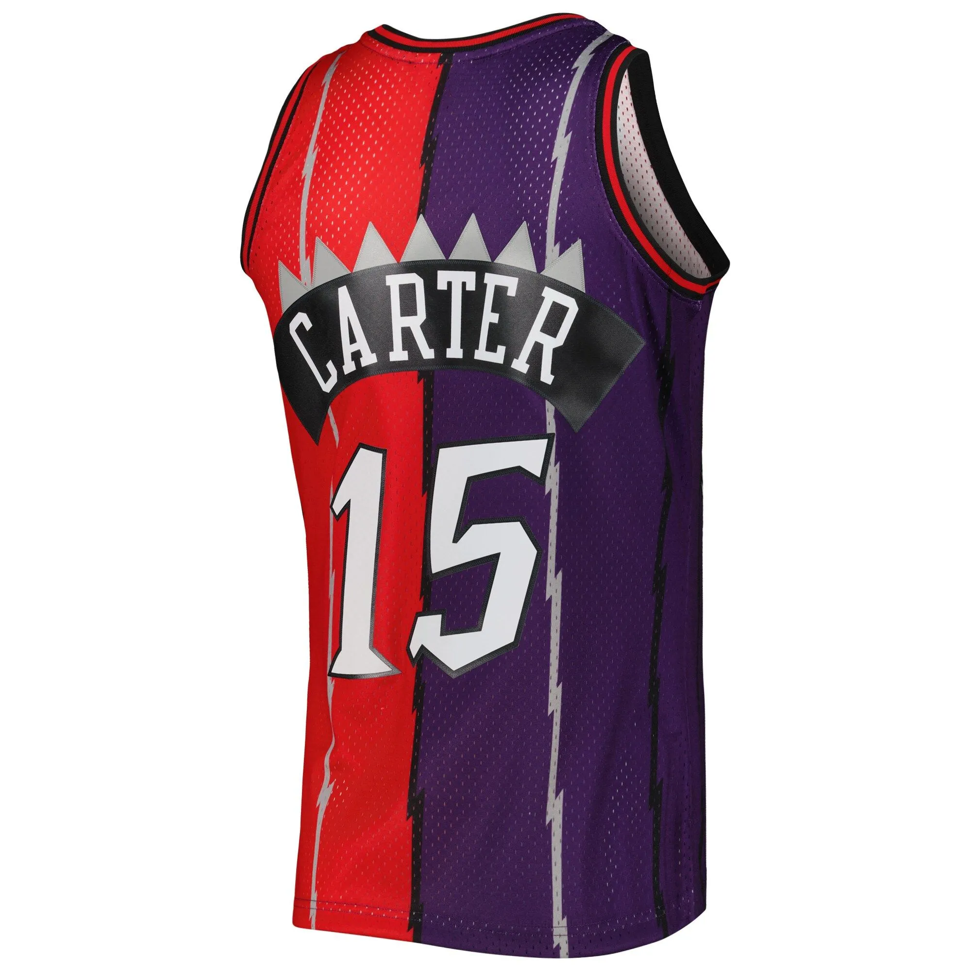 Vince Carter Toronto Raptors Mitchell & Ness Hardwood Classics 1998/99 Split Swingman Jersey - Purple/Red