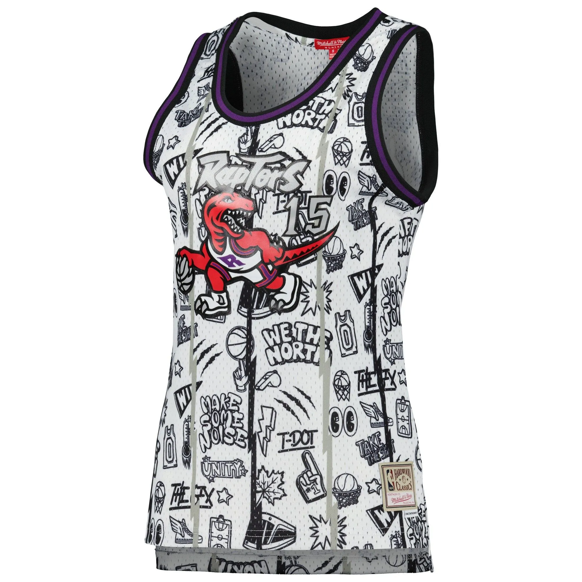 Vince Carter Toronto Raptors Mitchell & Ness Women's 1998 Doodle Swingman Jersey - White