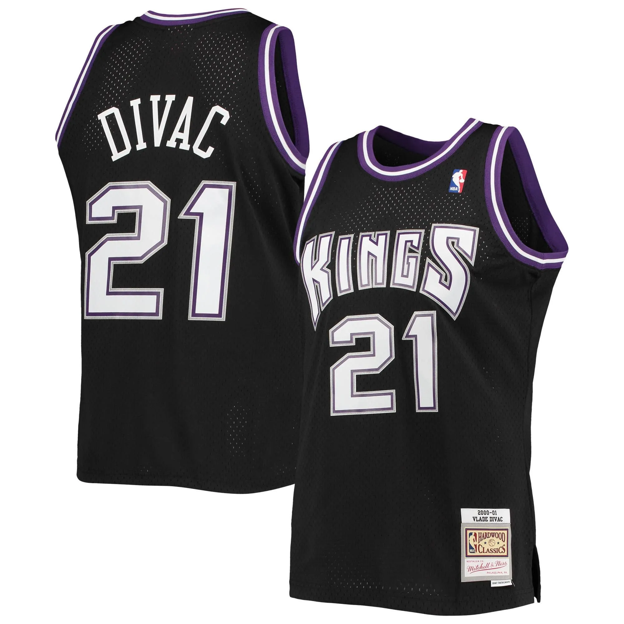 Vlade Divac Sacramento Kings Mitchell & Ness 2000/01 Hardwood Classics Swingman Jersey - Black