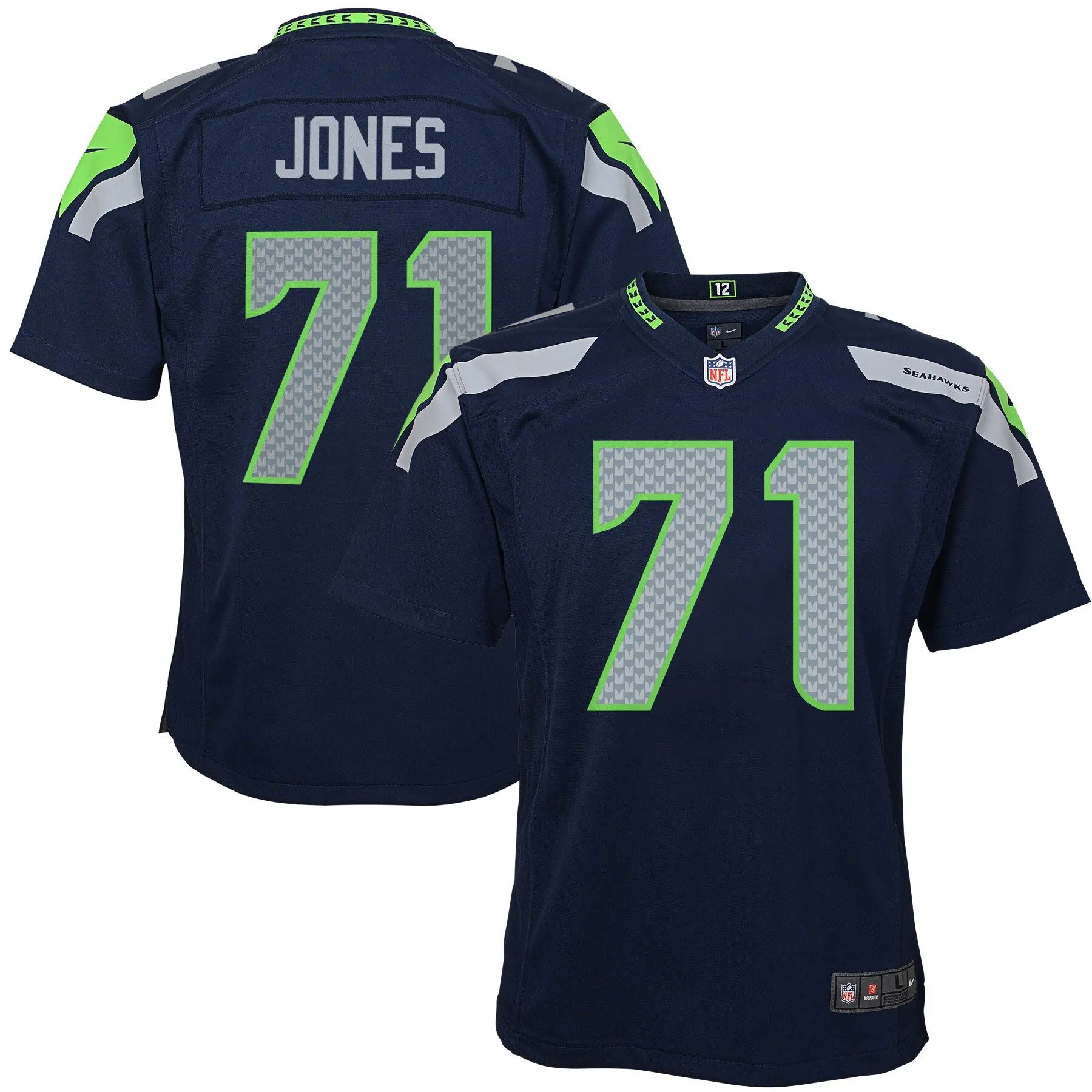 Walter Jones Seattle Seahawks Youth  Retired Game Jersey - Navy Blue