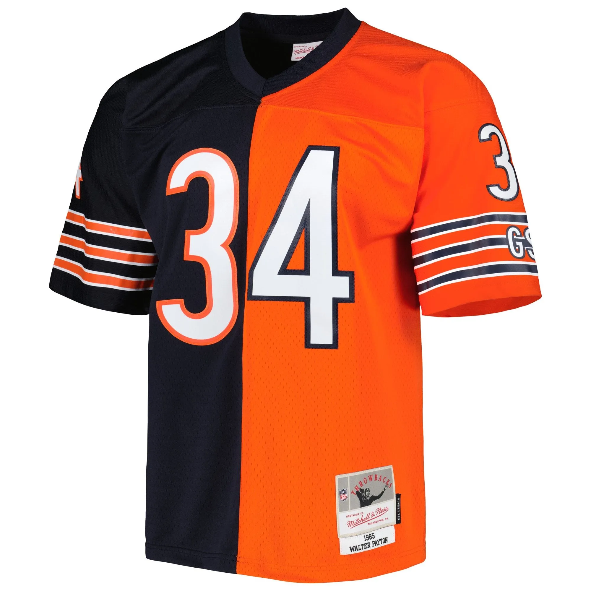 Walter Payton Chicago Bears Mitchell & Ness 1985 Split Legacy Replica Jersey - Navy/Orange