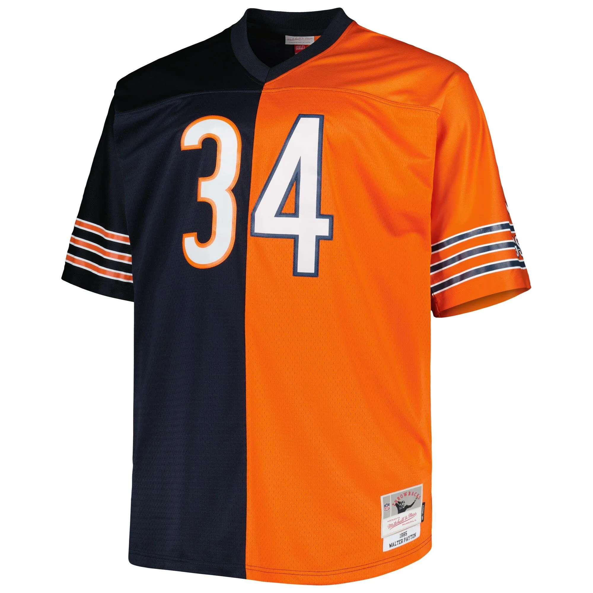 Walter Payton Chicago Bears Mitchell & Ness Big & Tall Split Legacy Retired Player Replica Jersey - Navy/Orange