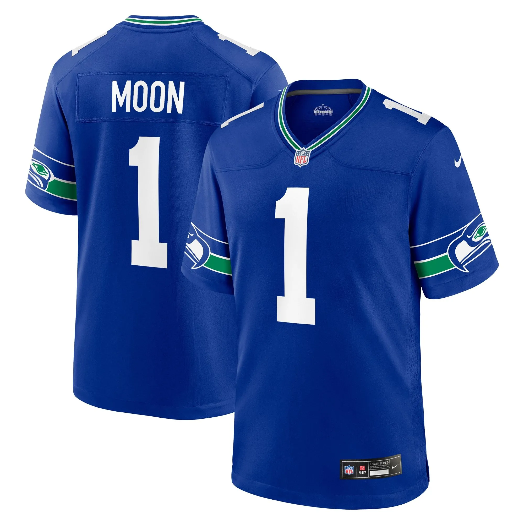 Warren Moon Seattle Seahawks  Throwback Retired Player Game Jersey - Royal