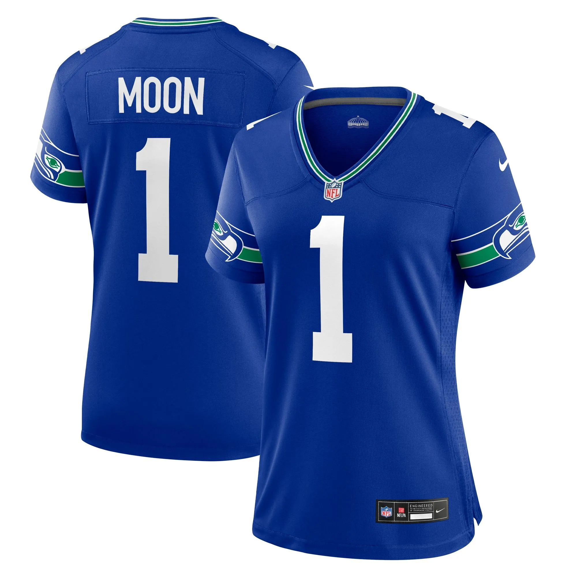 Warren Moon Seattle Seahawks  Women's Throwback Retired Player Game Jersey - Royal