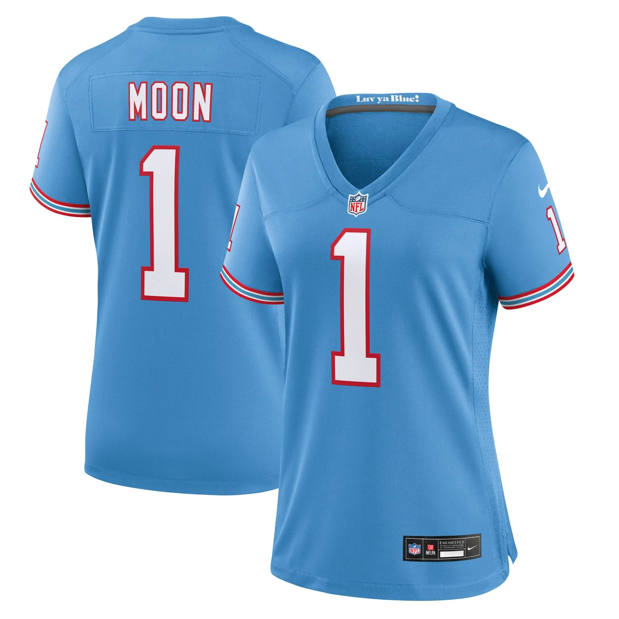 Warren Moon Tennessee Titans  Women's Oilers Throwback Retired Player Game Jersey - Light Blue