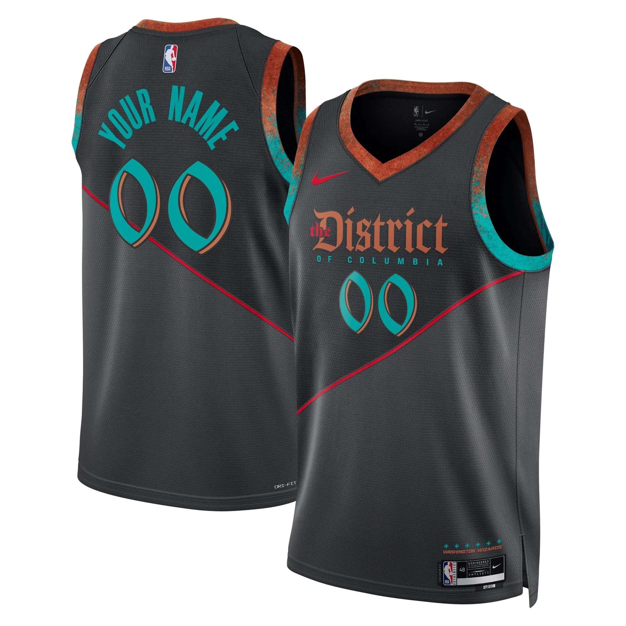 Washington Wizards  Unisex 2023/24 Custom Swingman Jersey - Black - City Edition